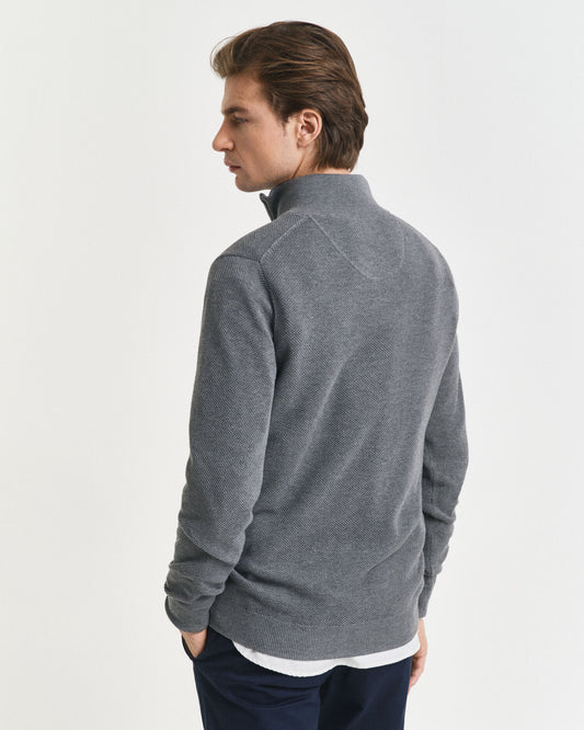 Chandail demi-zippé en piqué de coton