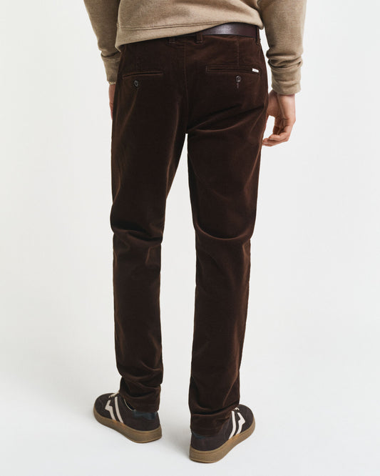 Pantalon Chino en Coton Côtelé Coupe Ajustée