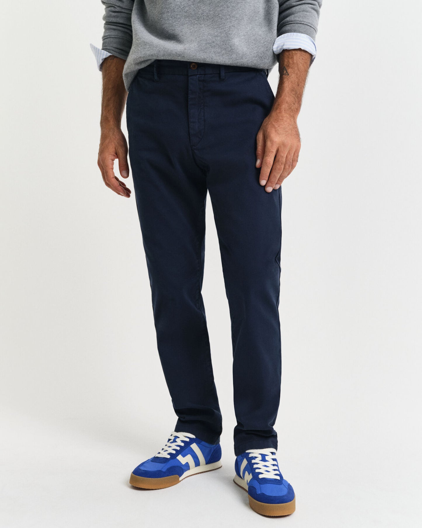 Pantalon chino structuré dobby coupe ajustée