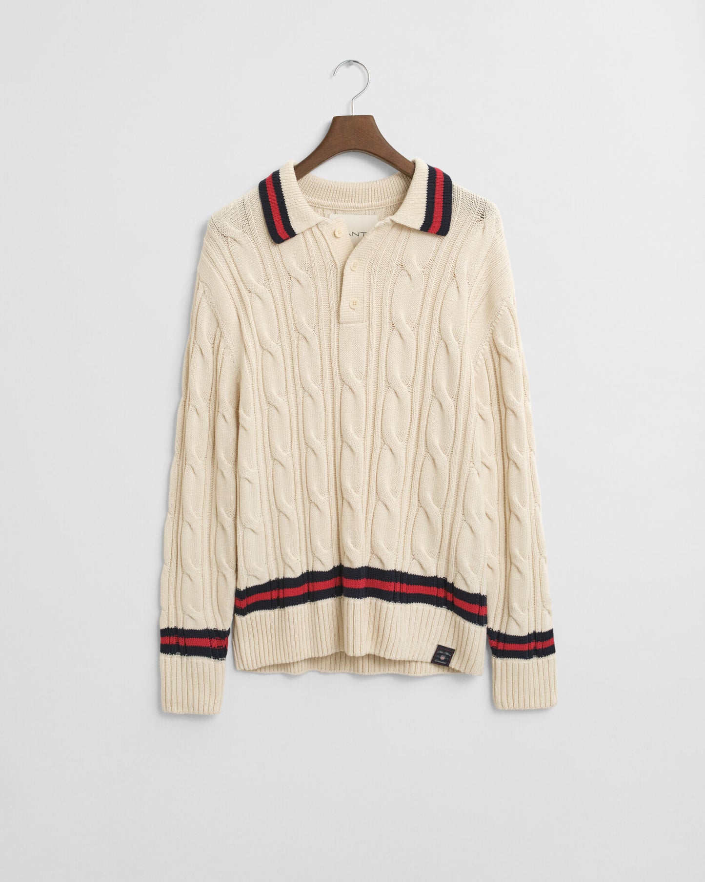 Pull polo en maille torsadée