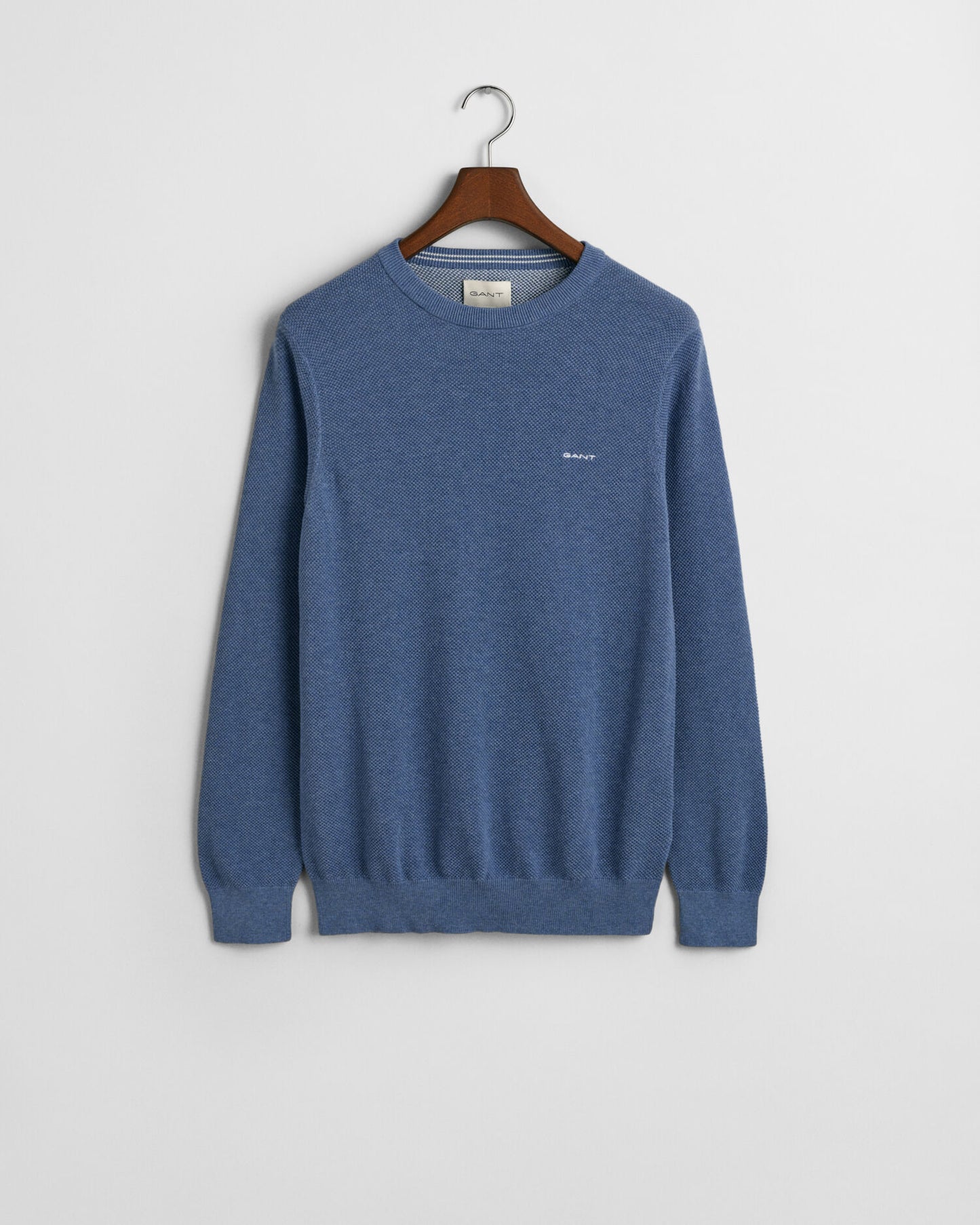 Baumwoll-Piqué-Pullover mit Rundhalsausschnitt