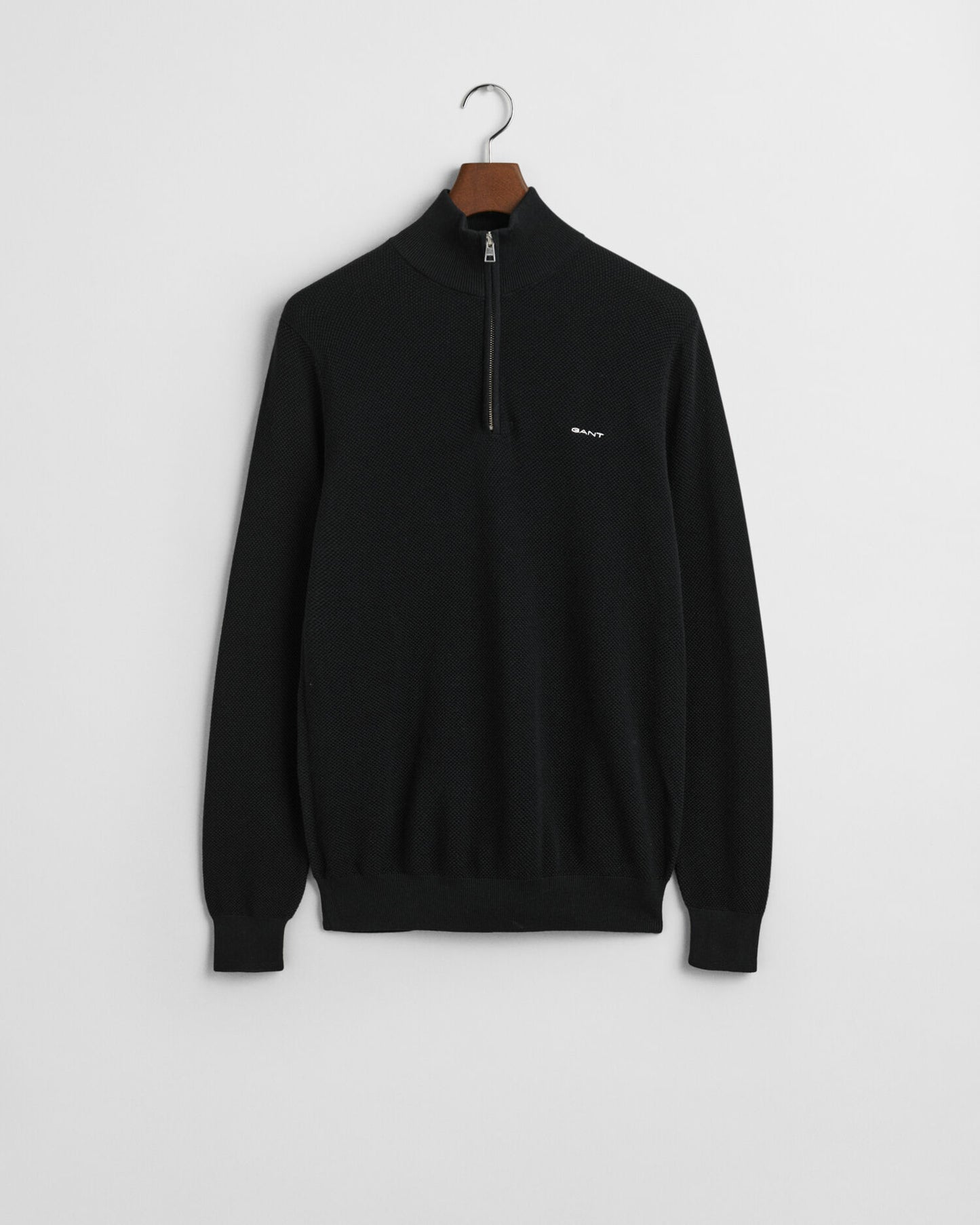 Pull en coton piqué demi-zippé