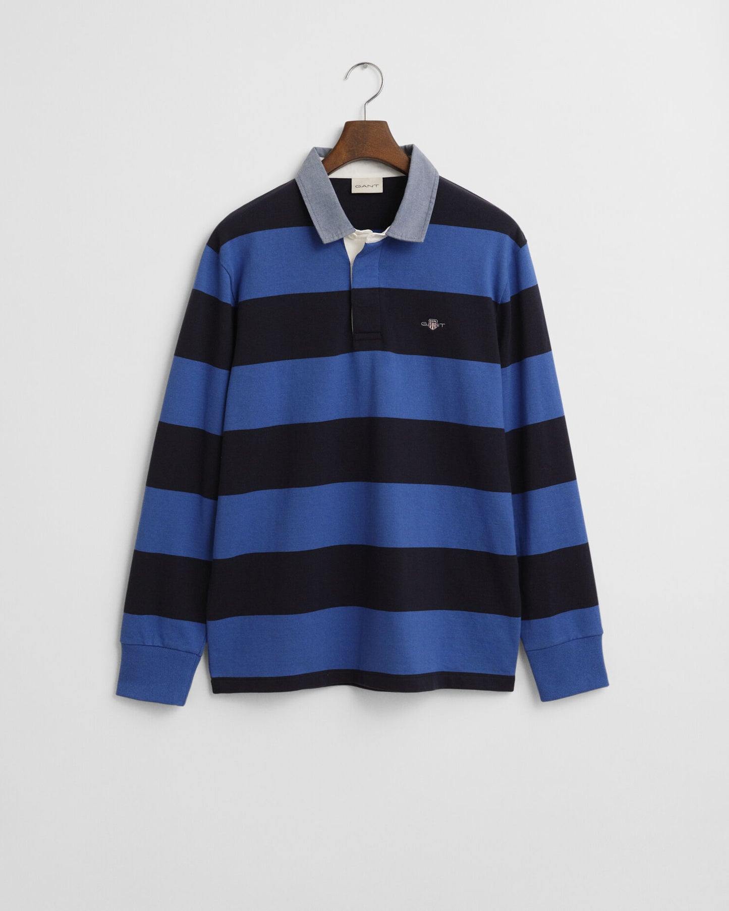 Polo à rayures lourd avec col en chambray