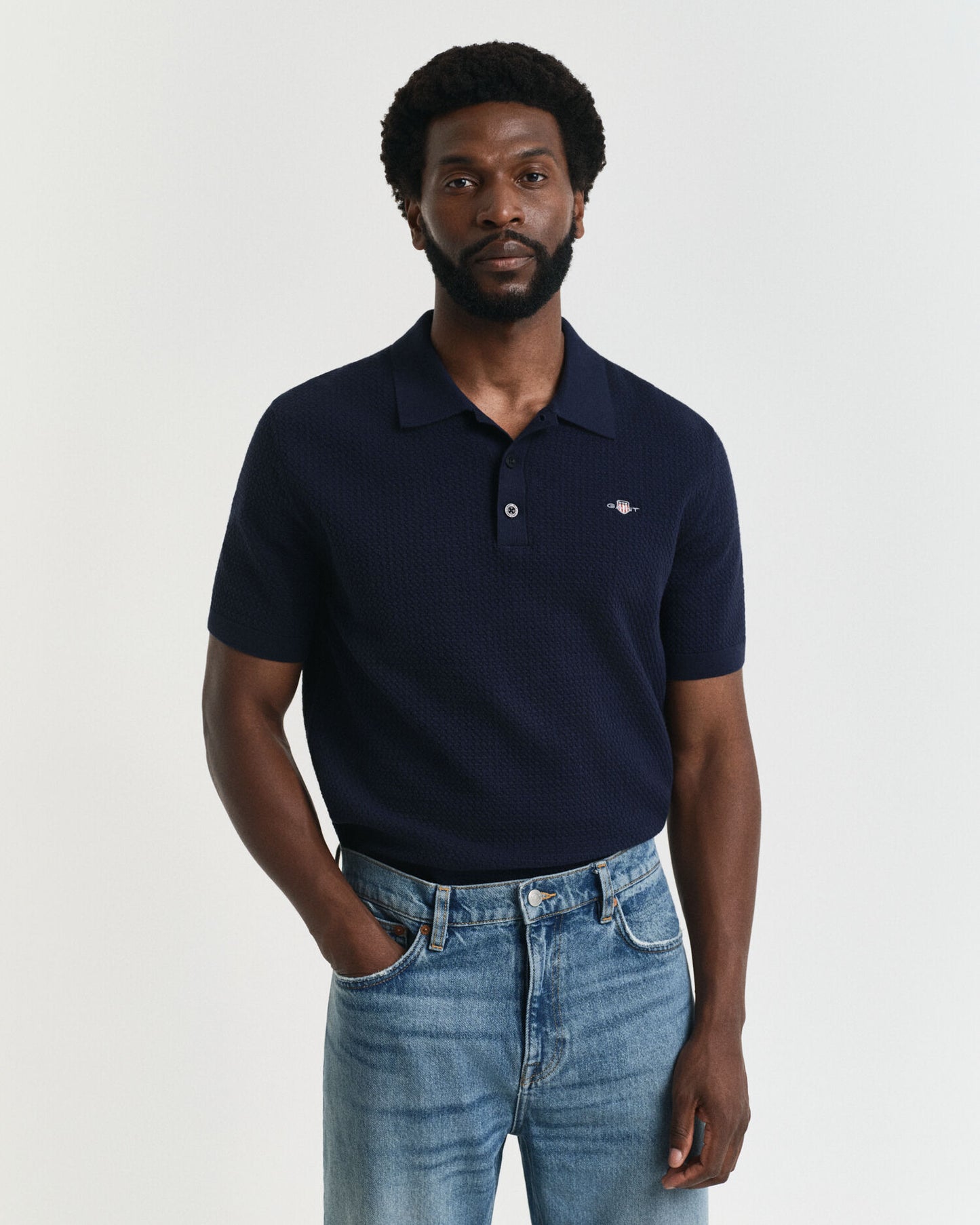 Poloshirt aus Baumwolle mit Struktur