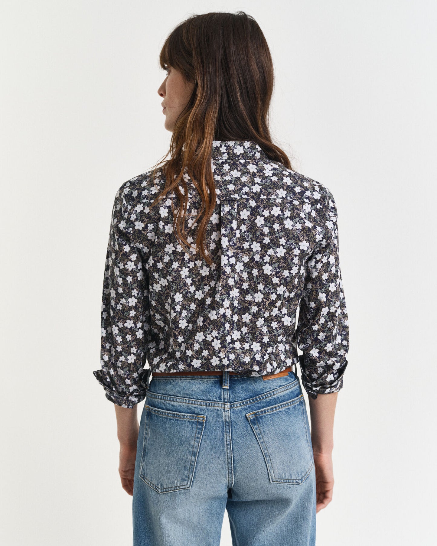 Chemise en voile de coton à imprimé fleuri coupe droite
