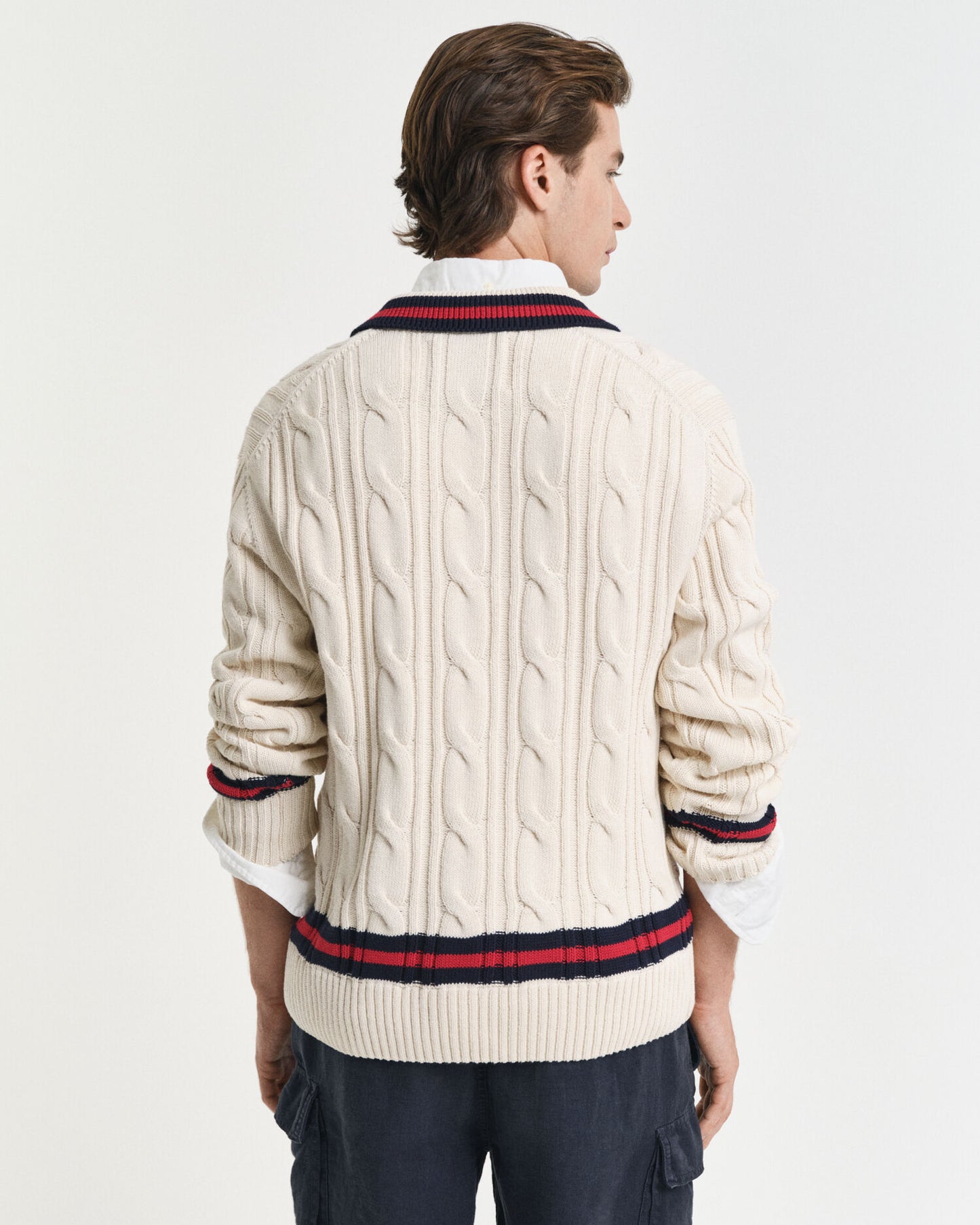 Pull polo en maille torsadée
