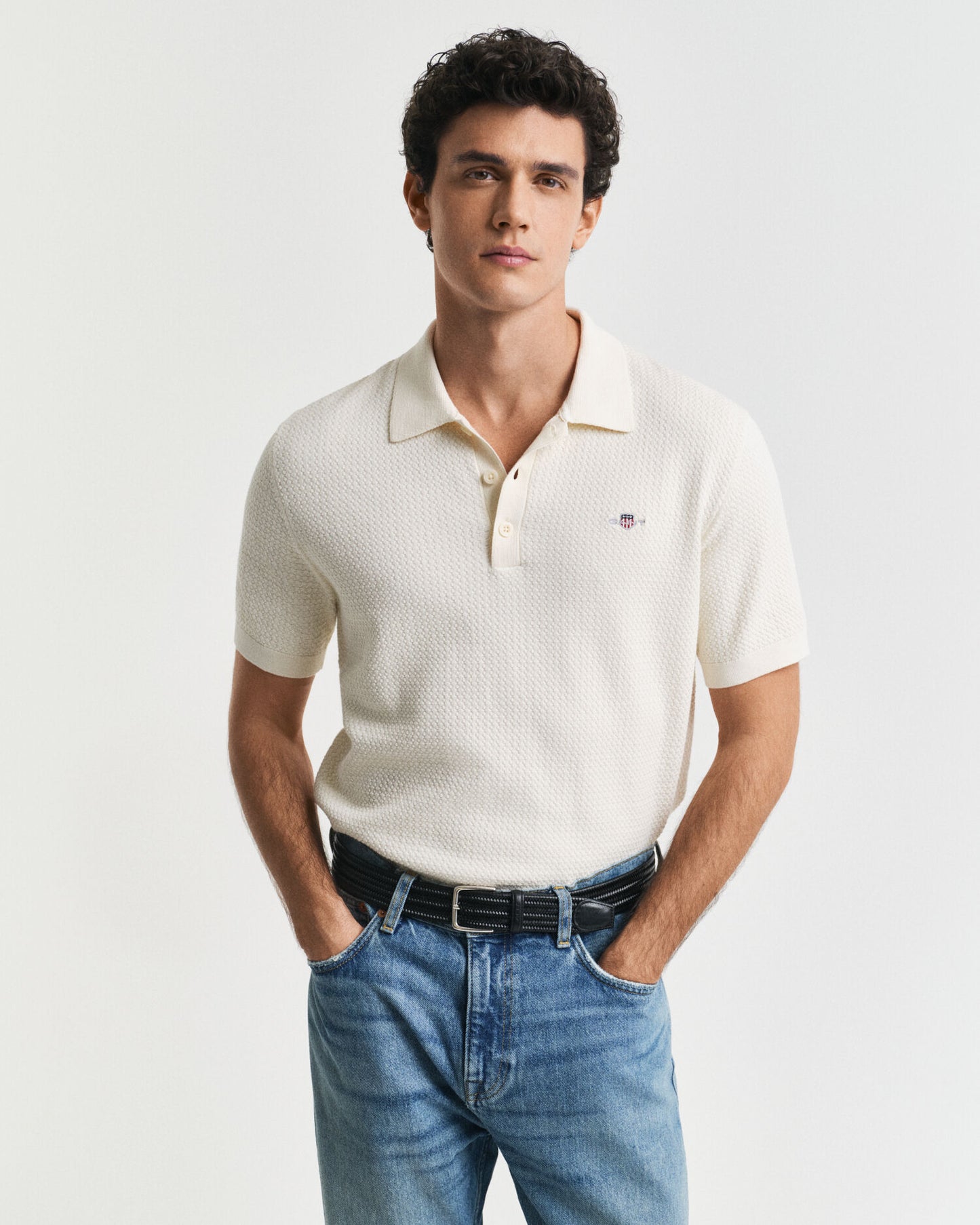 Poloshirt aus Baumwolle mit Struktur