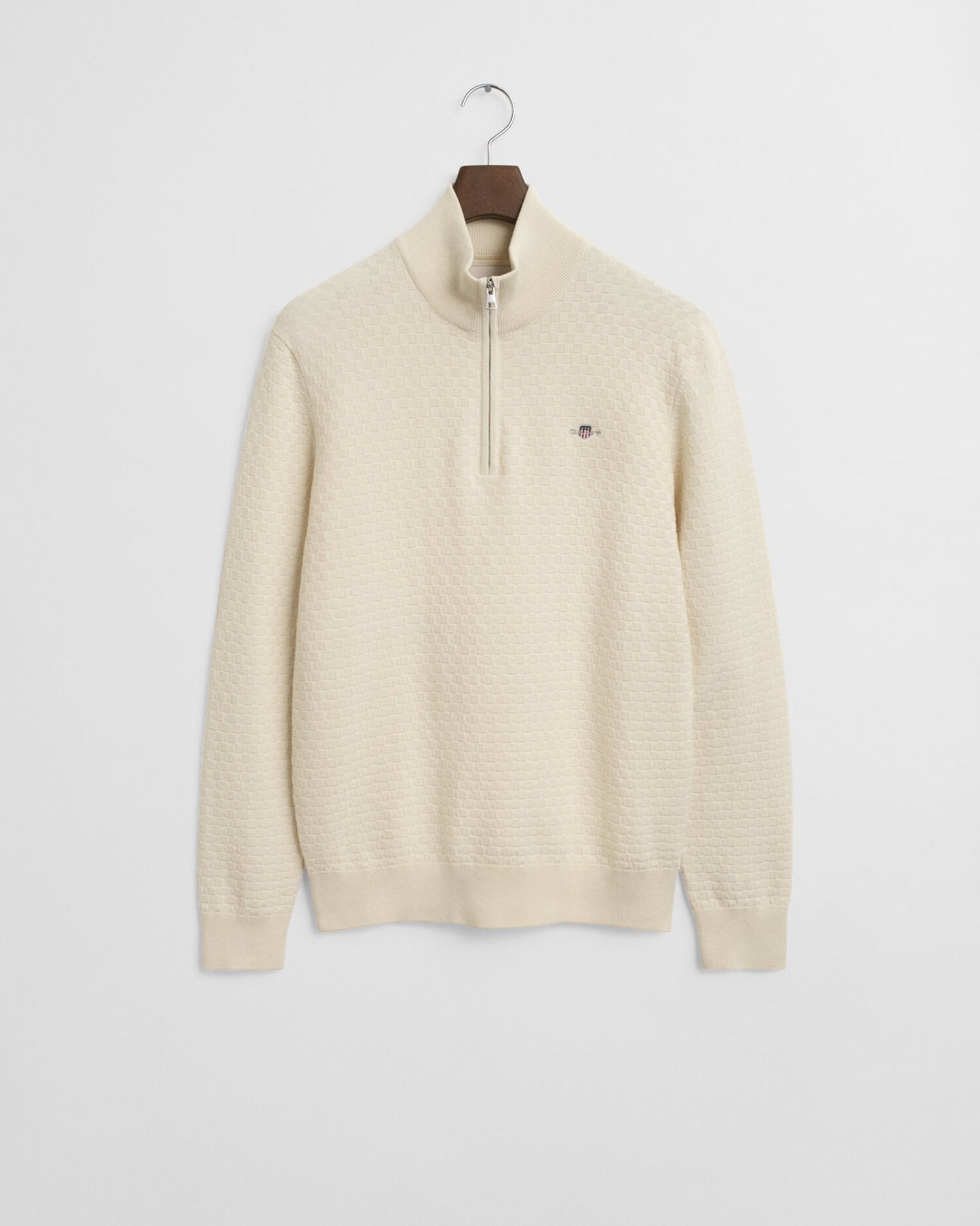 Sweater mit Mikrotextur und halbem Reißverschluss