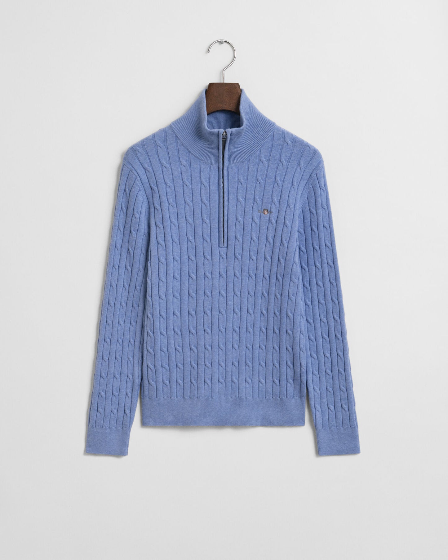 Pull en tricot torsadé demi-zip en coton stretch