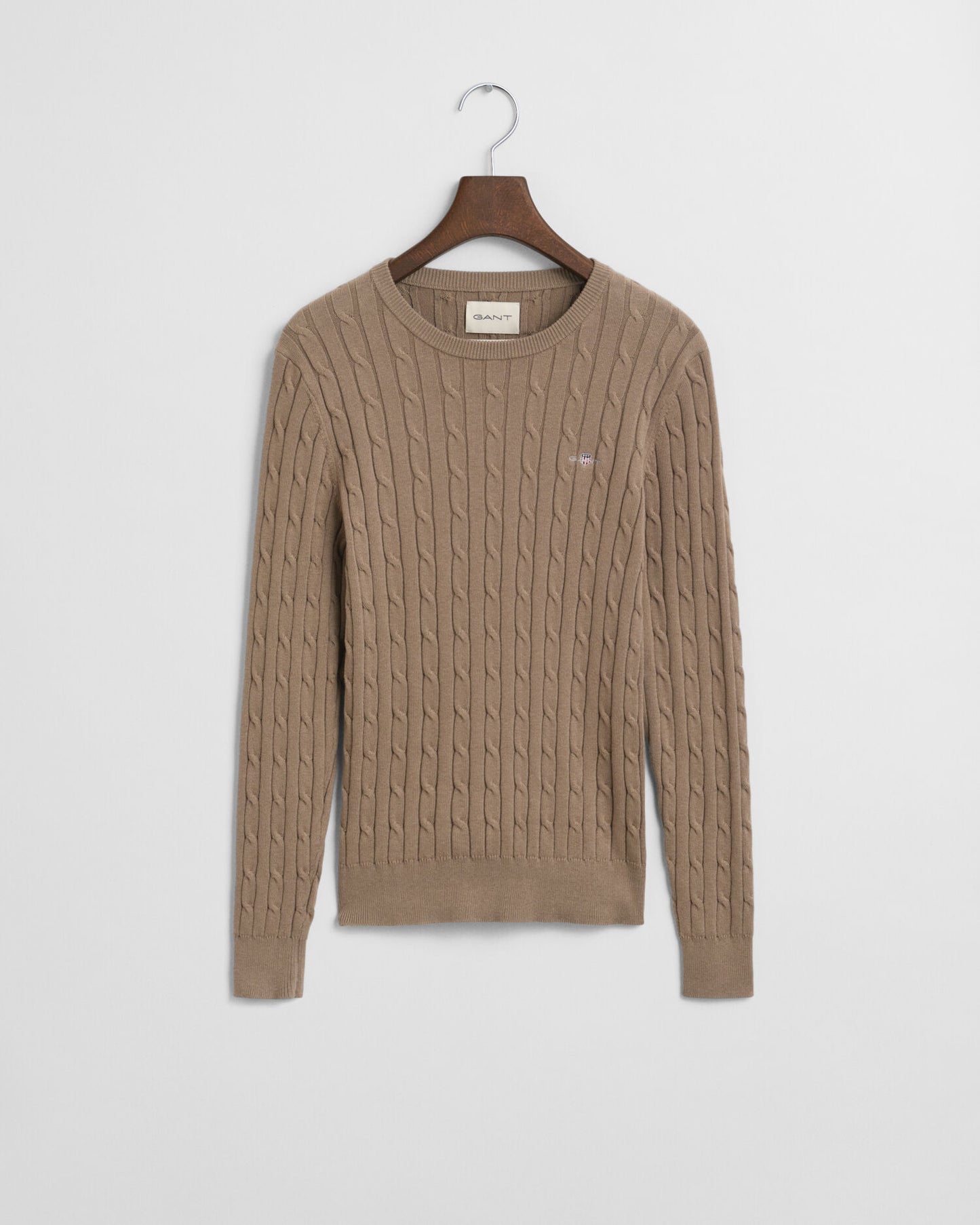 Sweatshirt mit Rundhalsausschnitt aus Stretch-Baumwolle mit Zopfmuster