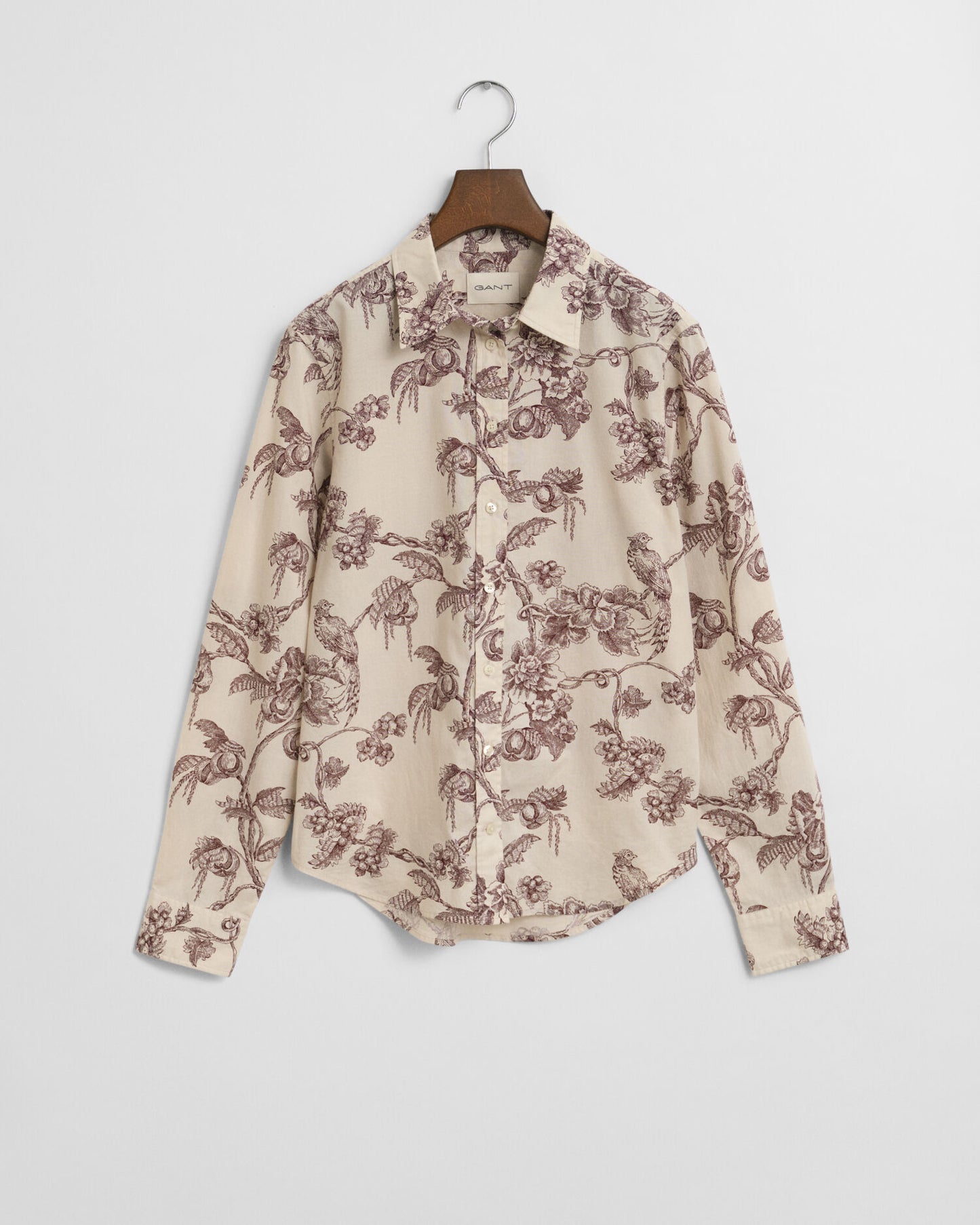 Chemise en voile de coton imprimé arbre coupe droite