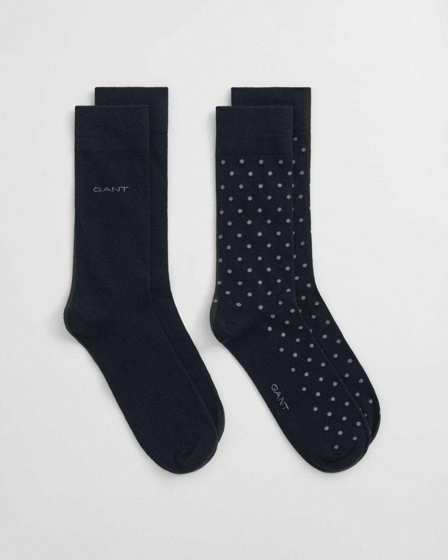 2er-Pack Socken mit Punkten und unifarbenen Socken