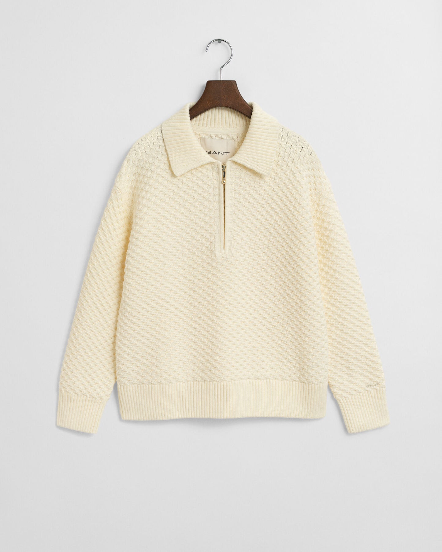 Chandail en coton texturé à demi-glissière
