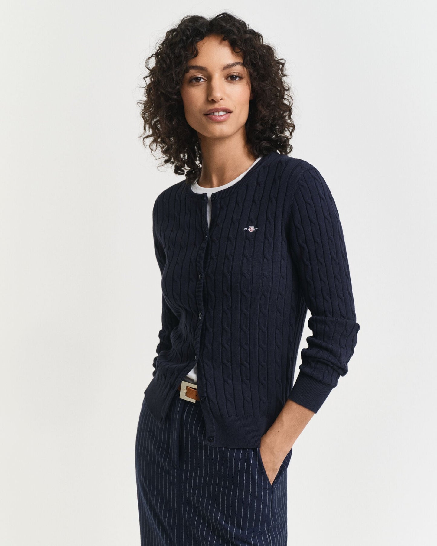 Cardigan aus Stretch-Baumwolle mit Zopfmuster