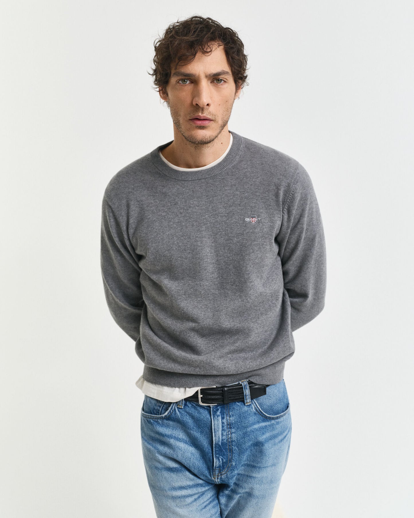 Klassischer Rundhals-Pullover aus Baumwolle