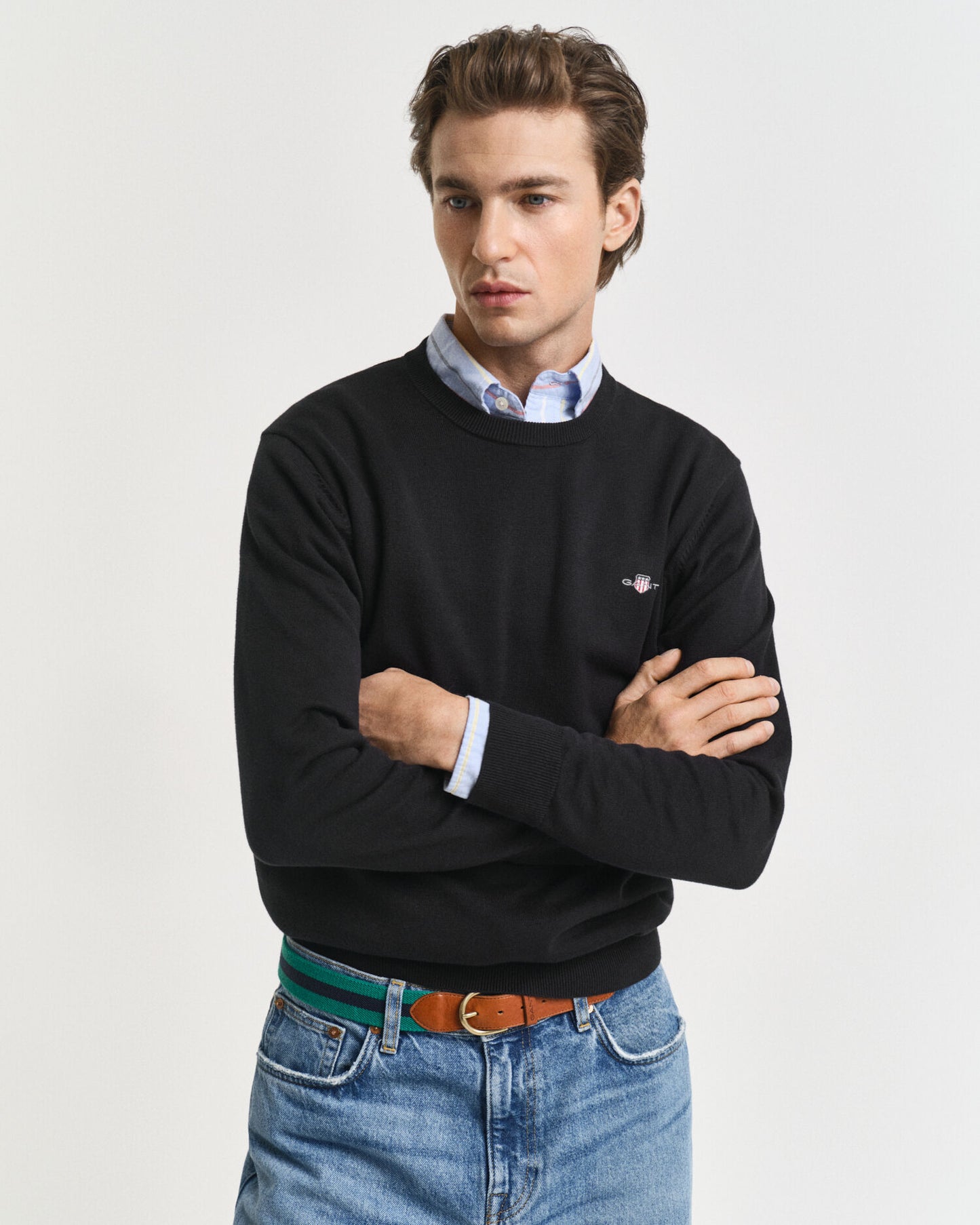 Klassischer Rundhals-Pullover aus Baumwolle