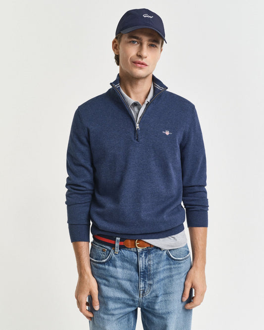 Pull demi-zippé en coton classique