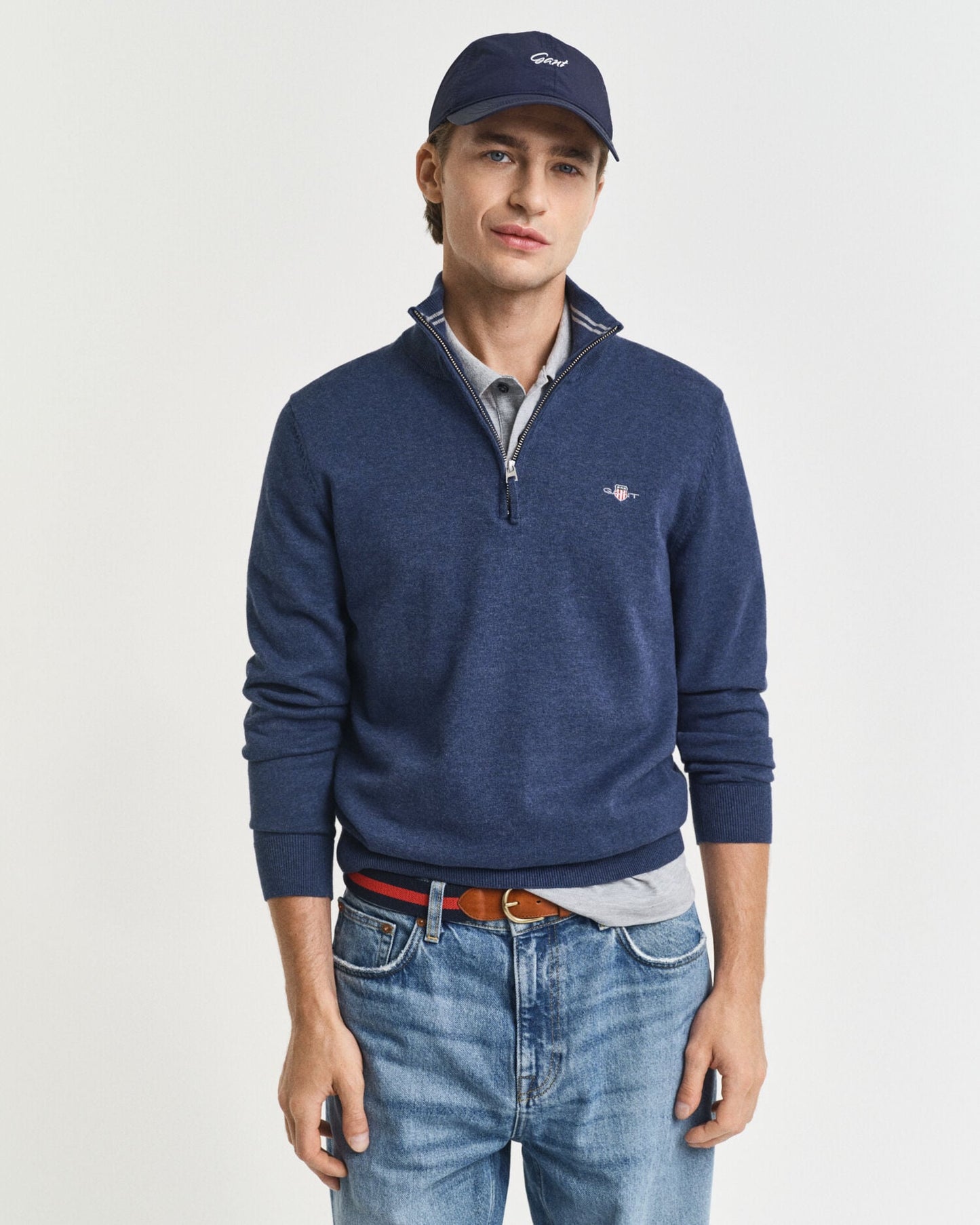 Klassischer Baumwoll-Half-Zip-Pullover