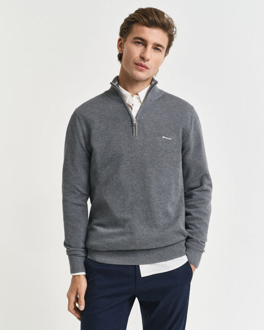 Chandail demi-zippé en piqué de coton