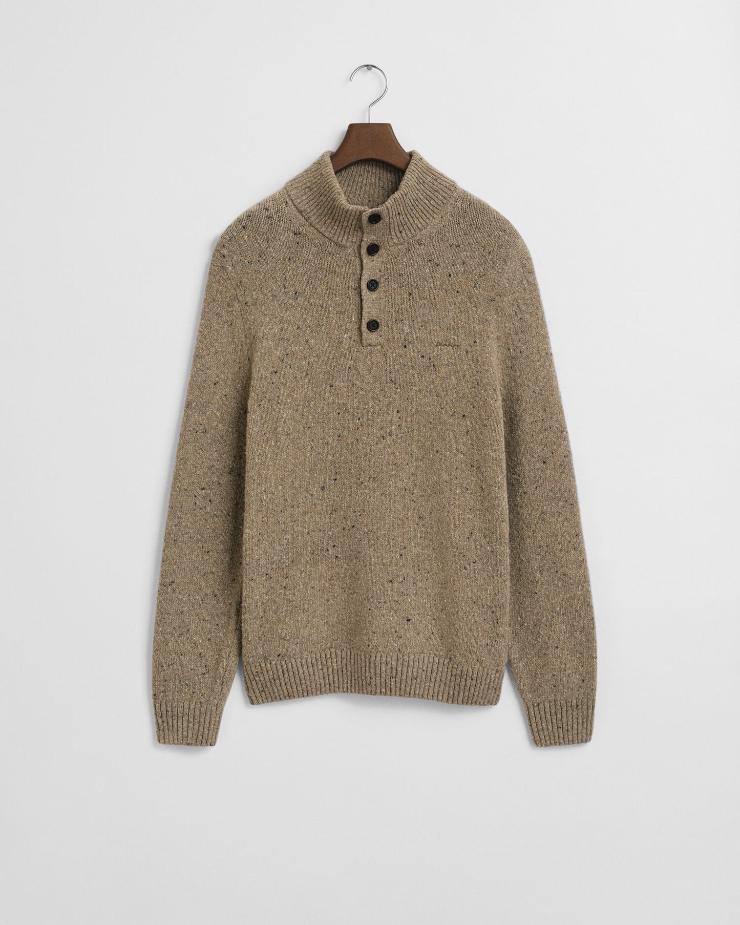 Pull mi-boutonné en laine mélangée texturée