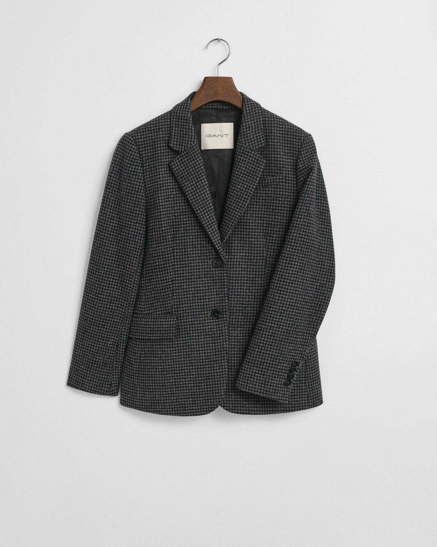 Regulär geschnittener Blazer aus Wolle mit Hahnentrittmuster