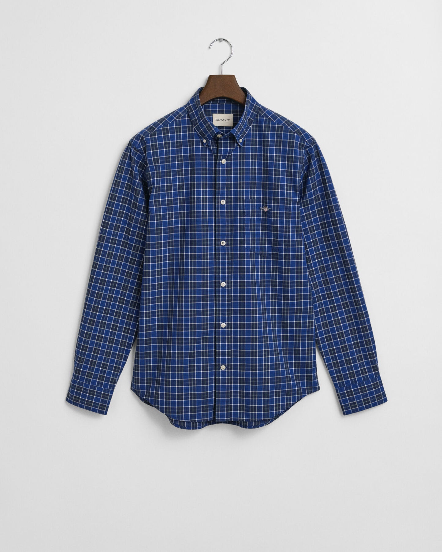 Chemise classique à carreaux en popeline coupe droite
