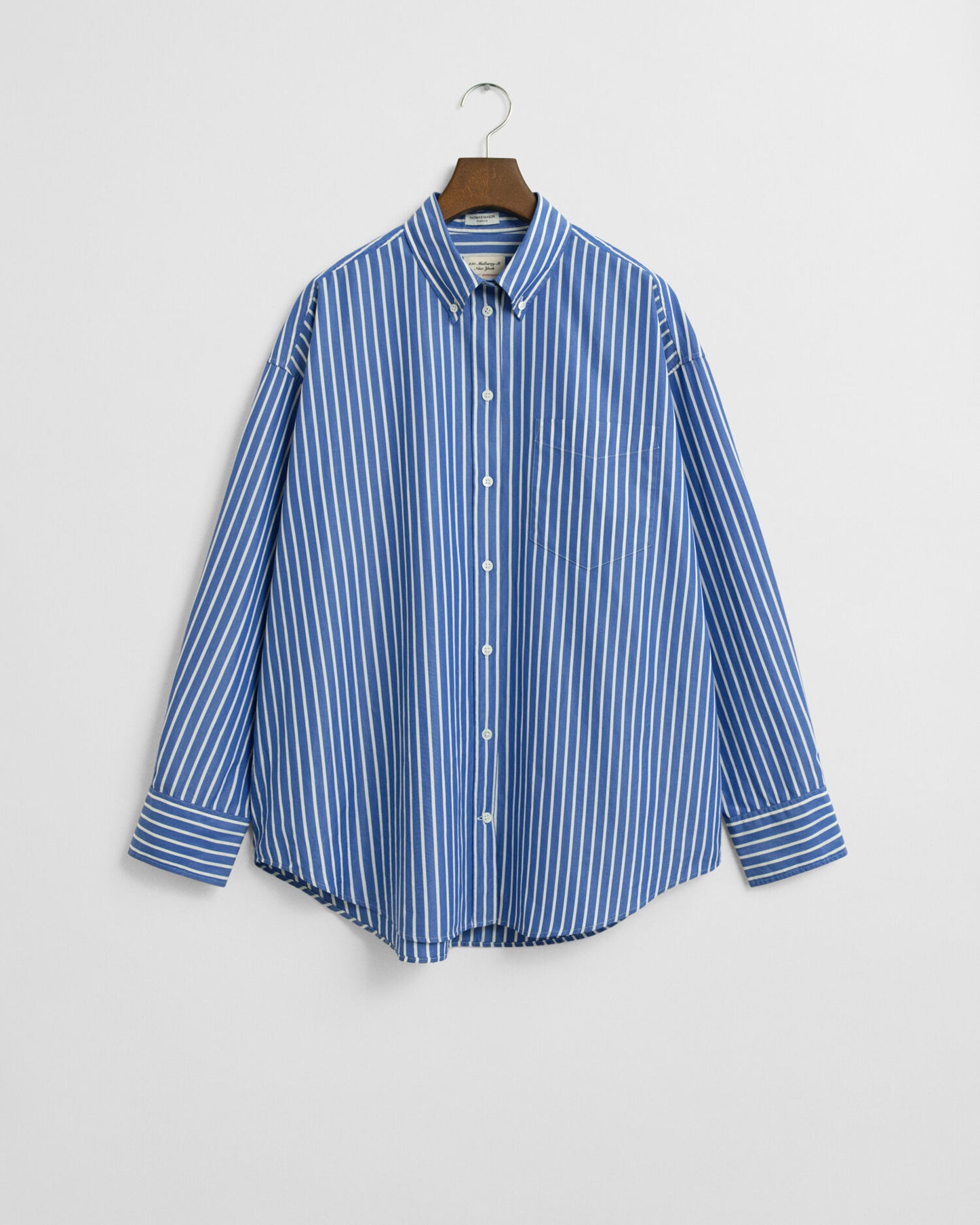 Oversized Hemdbluse aus gestreiftem Popeline
