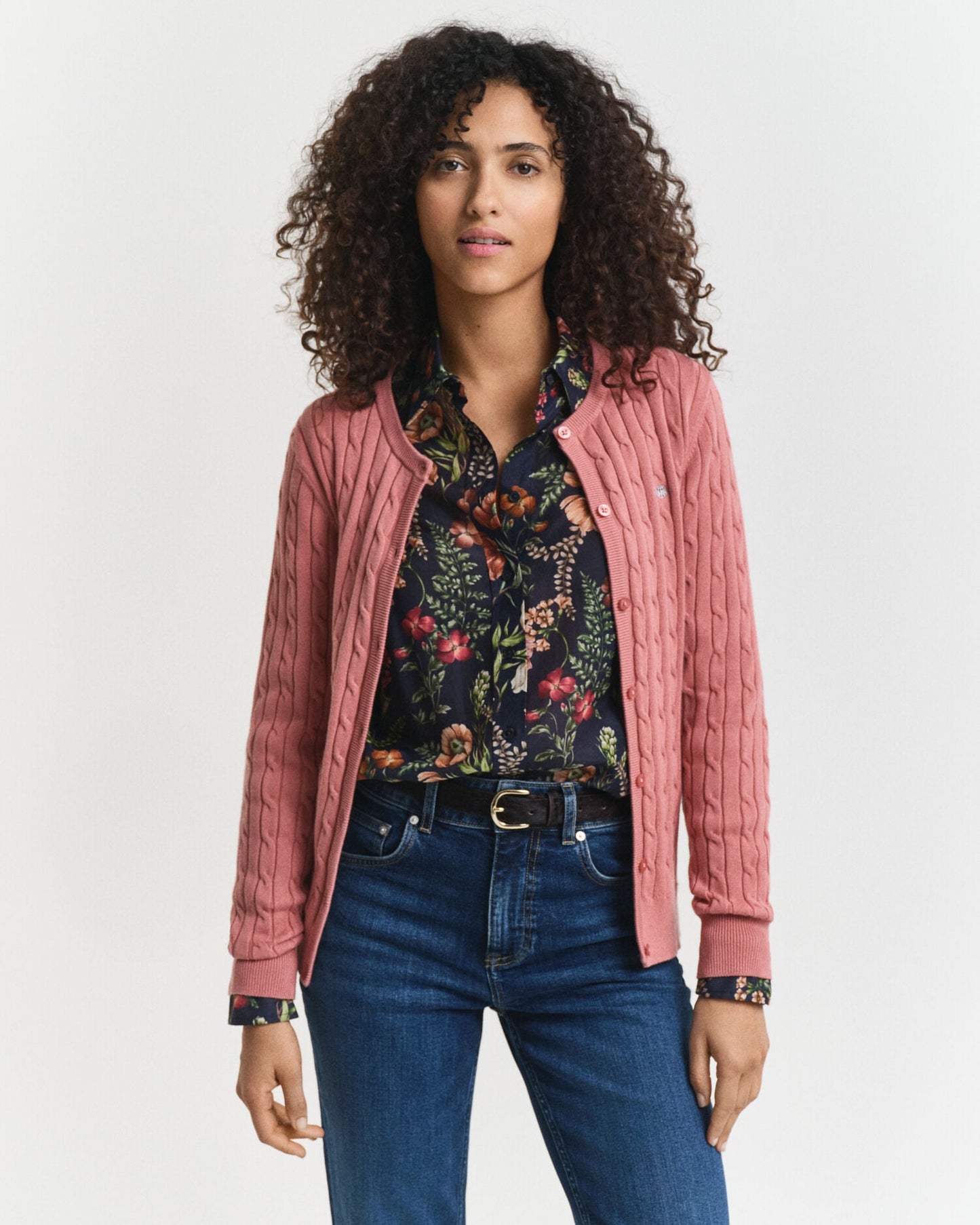 Cardigan aus Stretch-Baumwolle mit Zopfmuster