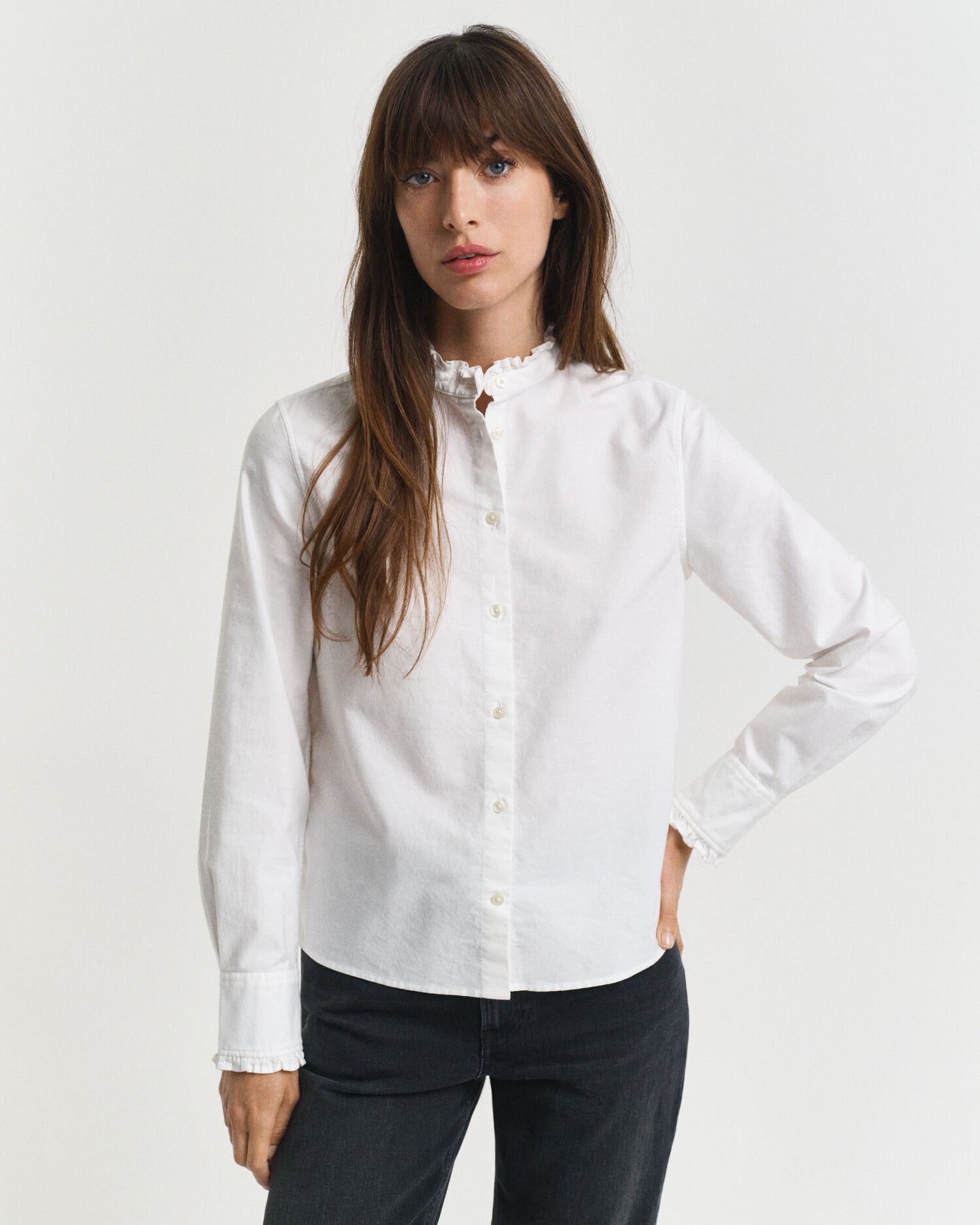 Chemisier classique Oxford à volants