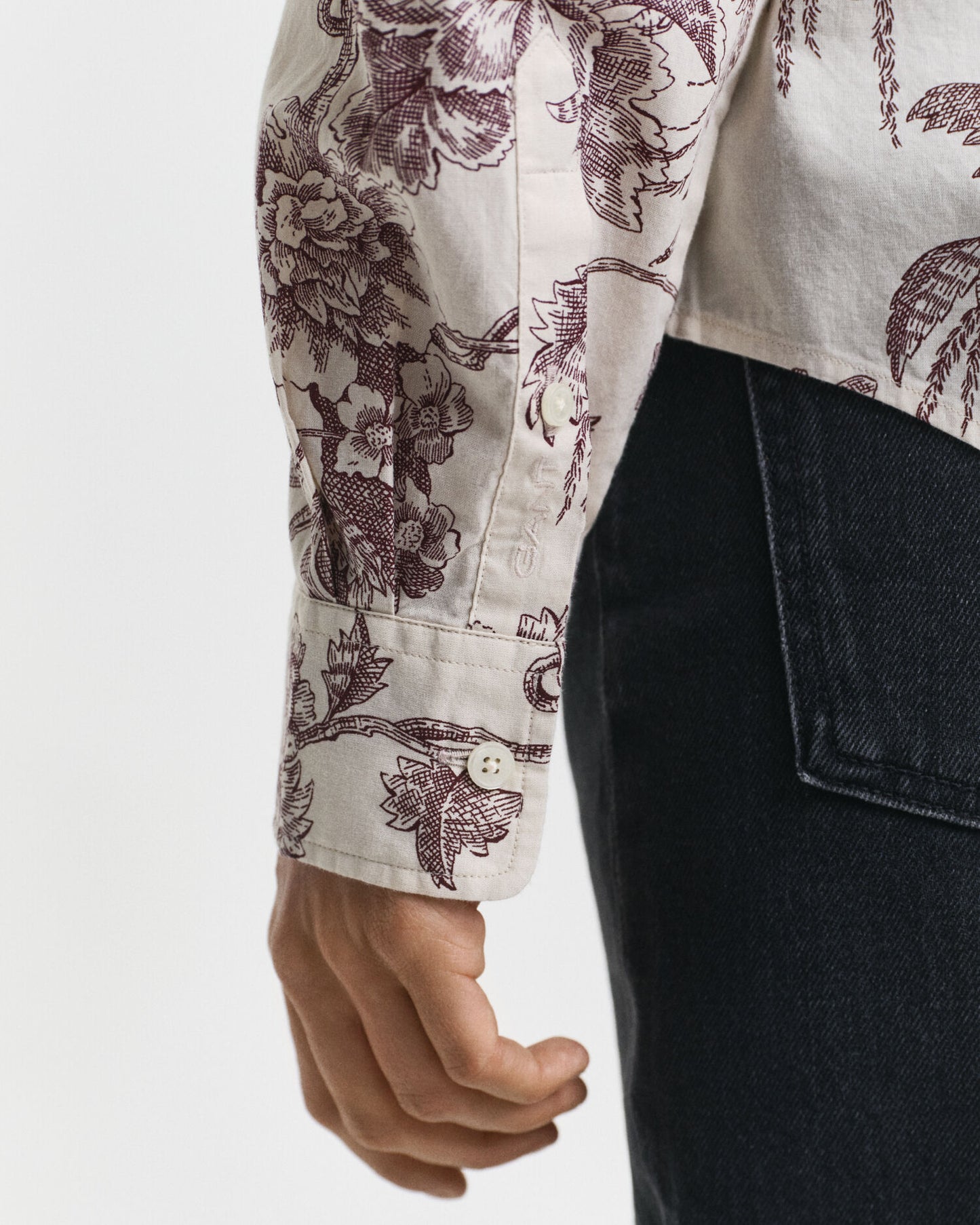 Chemise en voile de coton imprimé arbre coupe droite