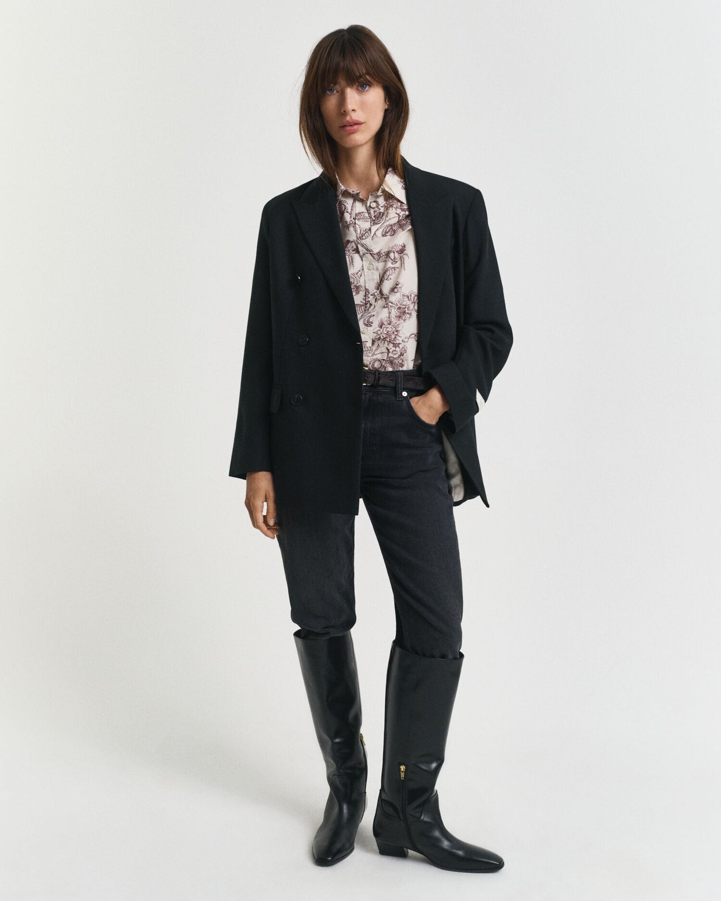 Chemise en voile de coton imprimé arbre coupe droite