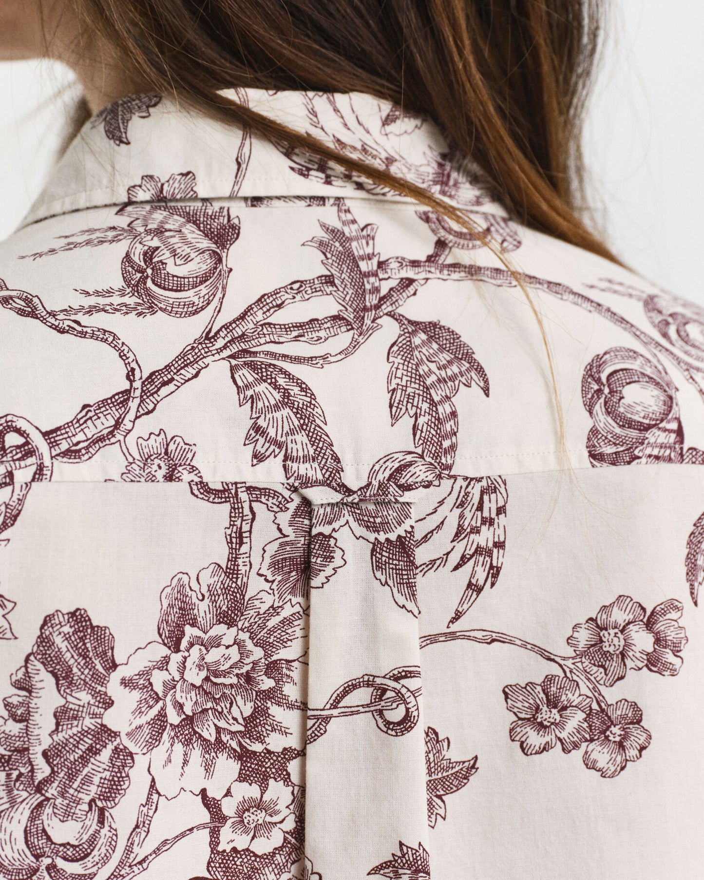 Chemise en voile de coton imprimé arbre coupe droite