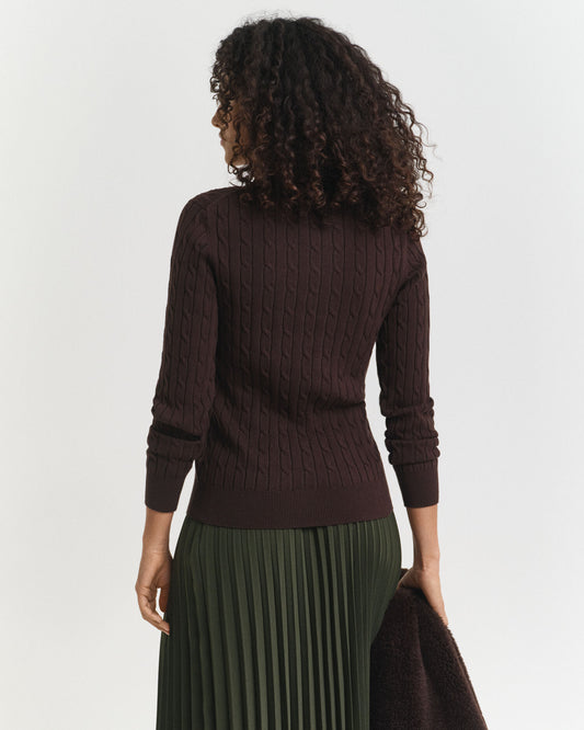 Pull ras du cou en maille torsadée de coton stretch