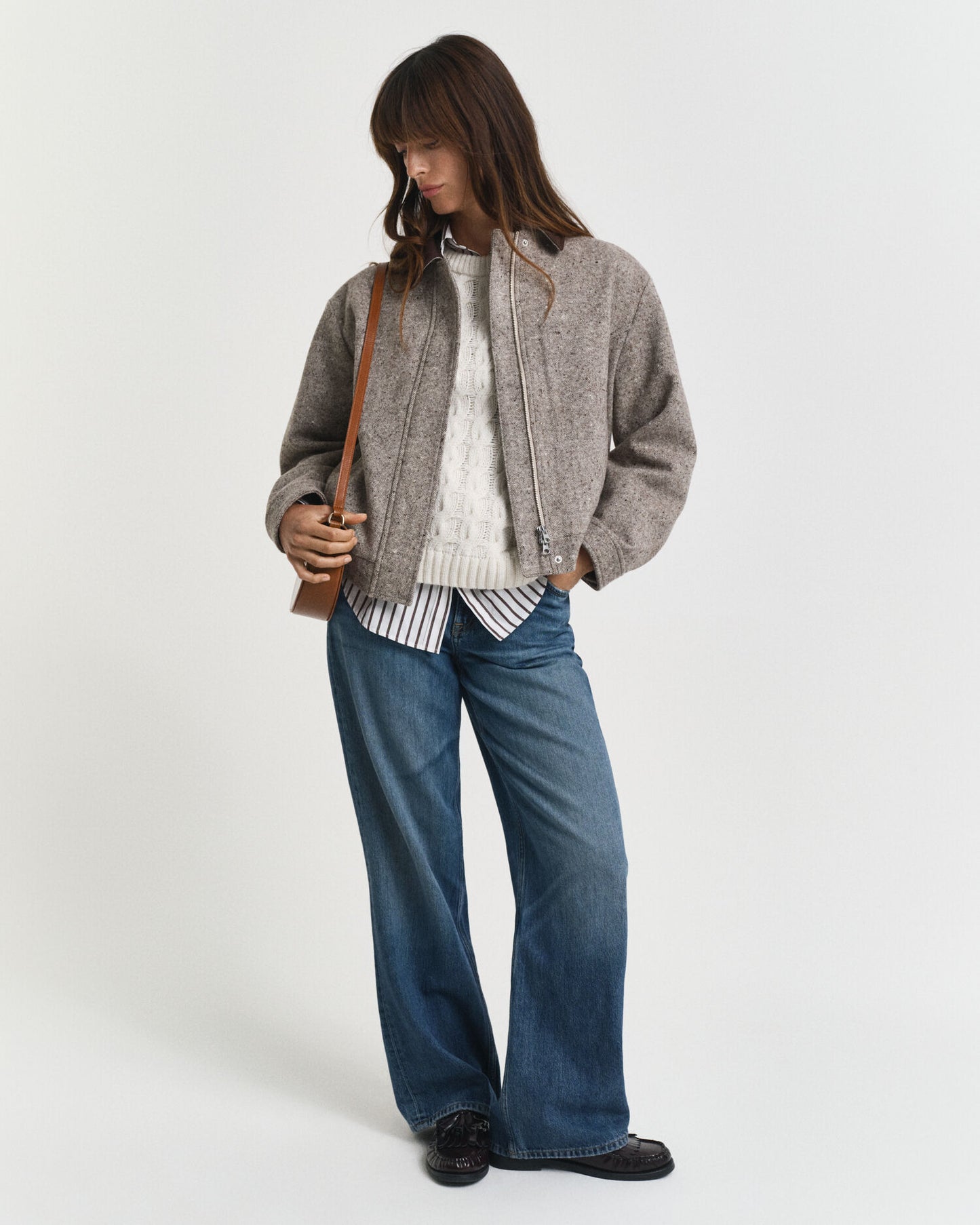 Veste en laine à col contrastant