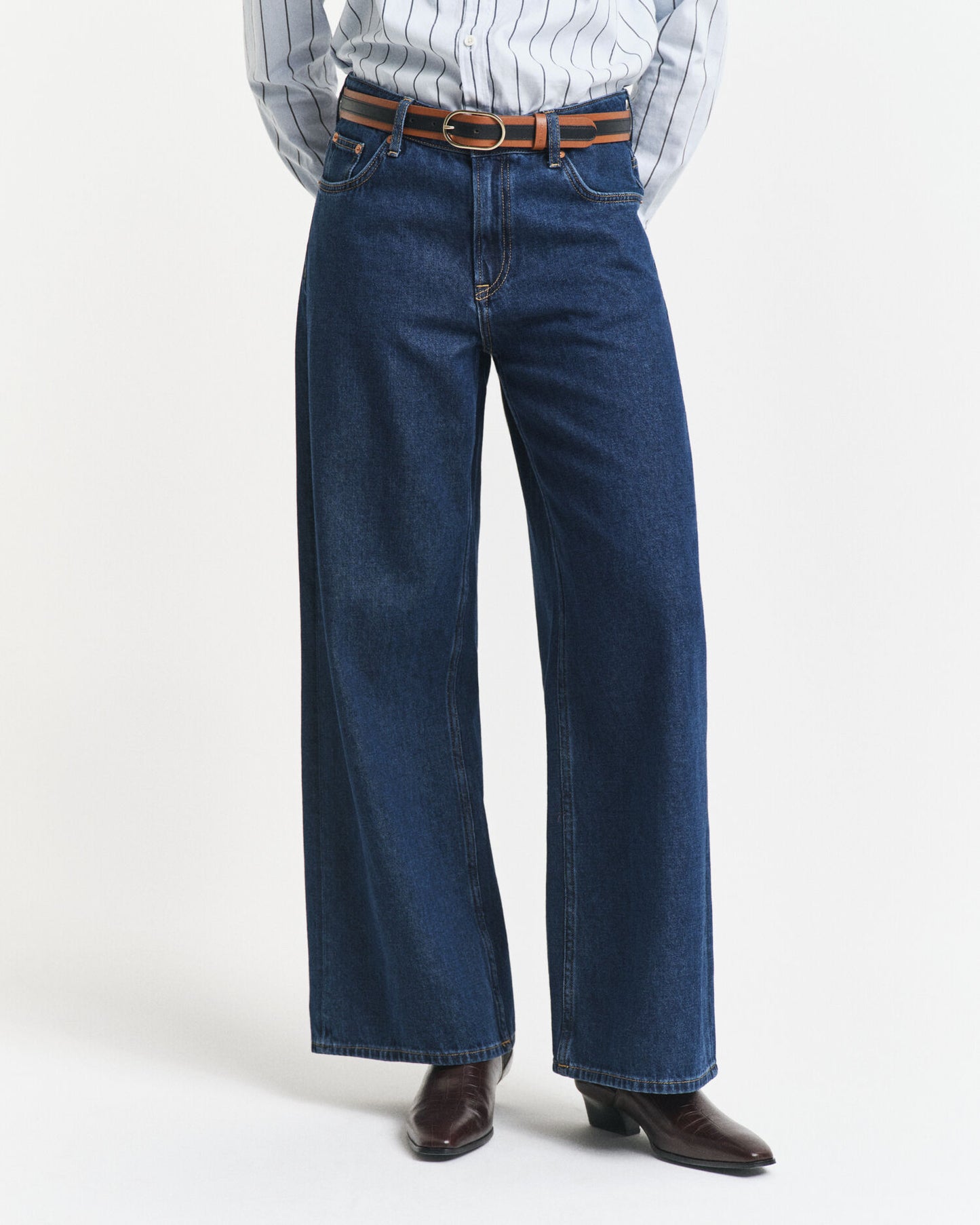 Low-Rise-Jeans mit weitem Bein