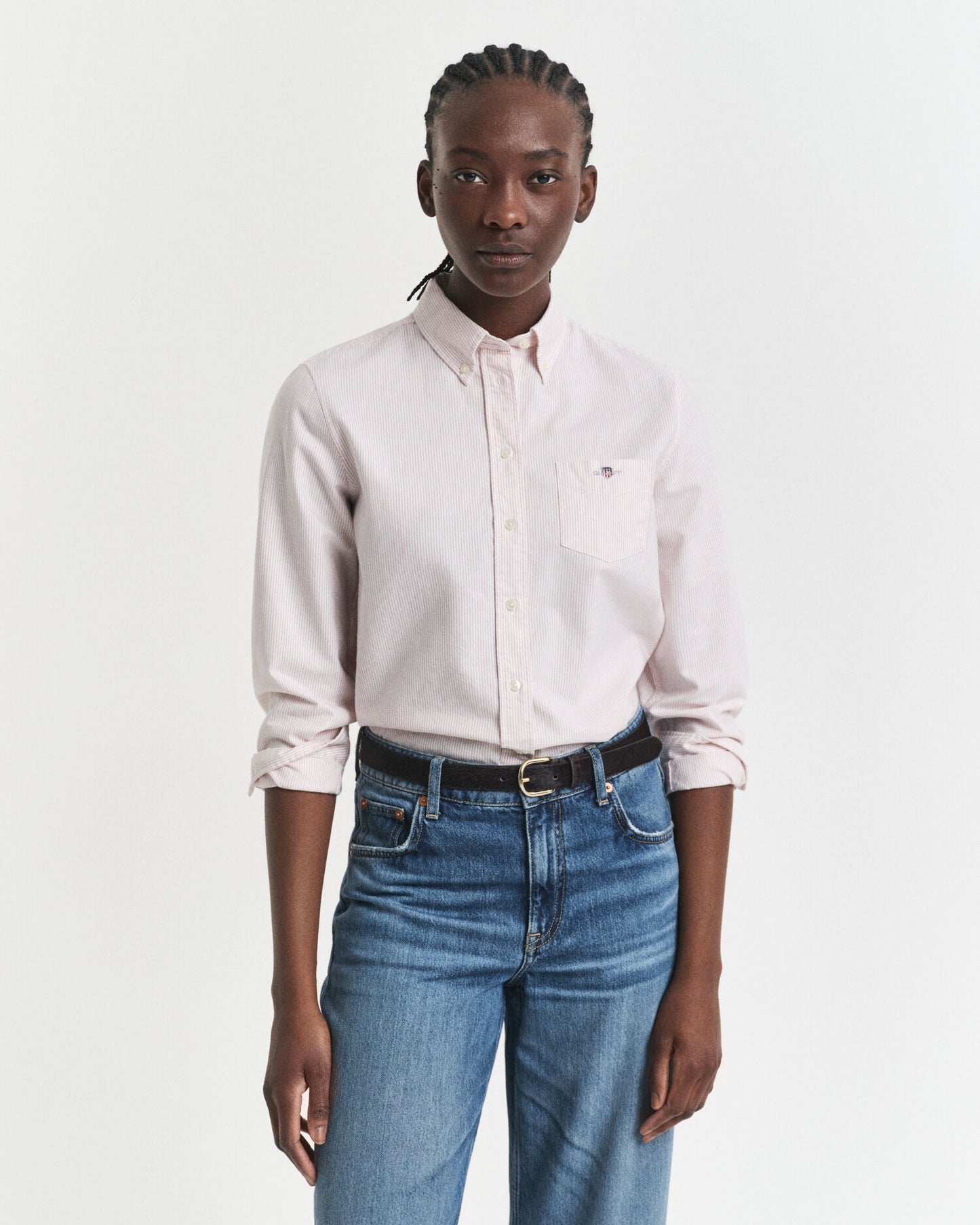 Chemise Oxford Classique à Rayures Coupe Droite