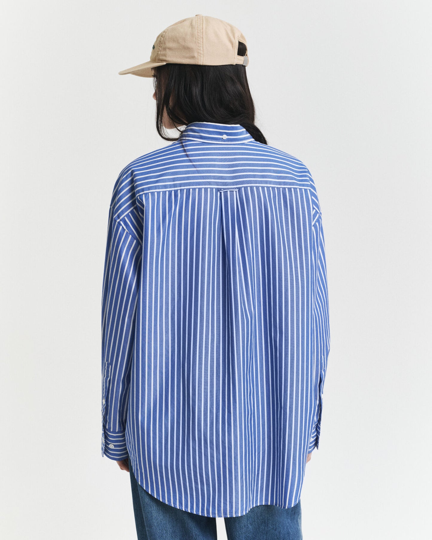 Oversized Hemdbluse aus gestreiftem Popeline