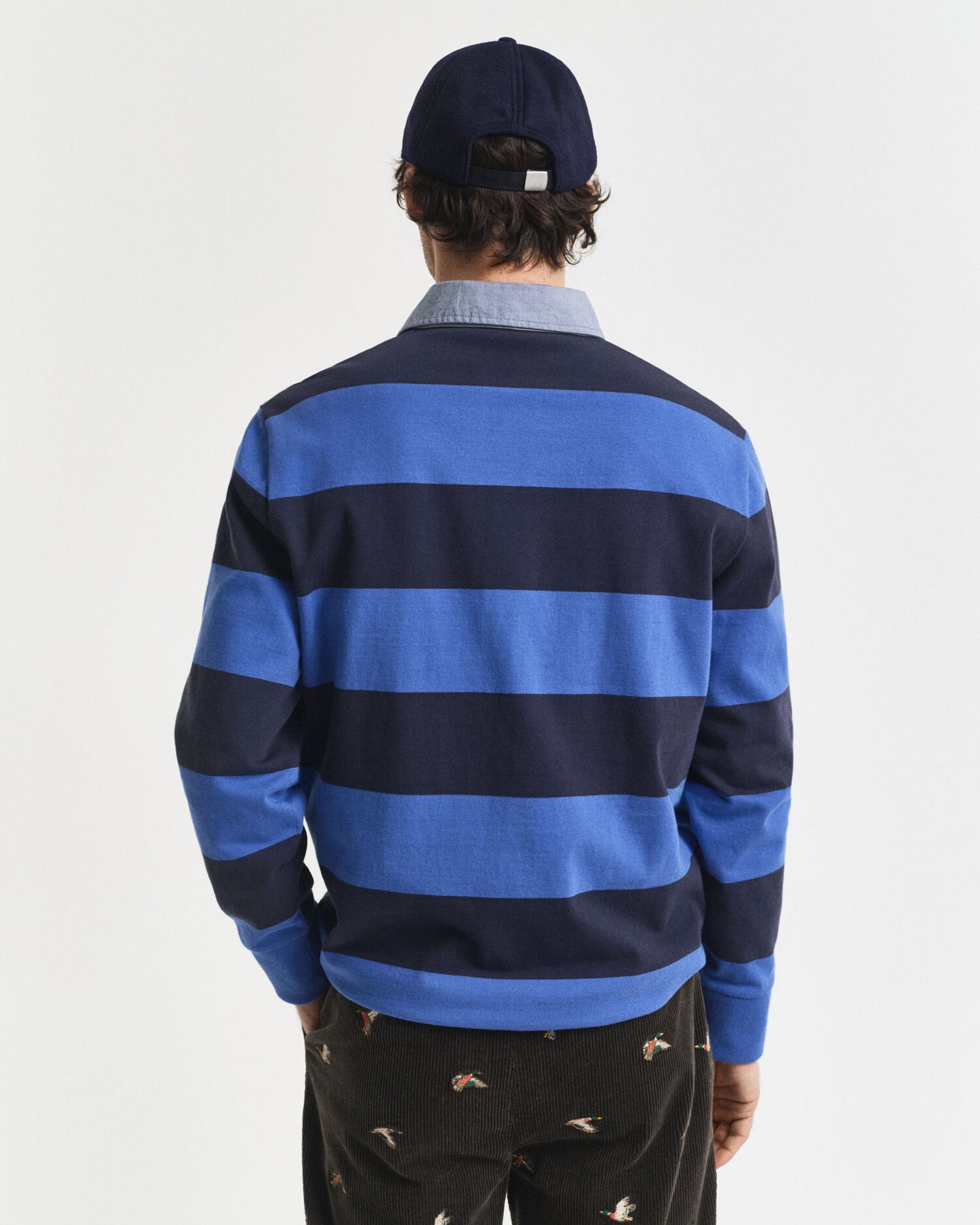 Polo à rayures lourd avec col en chambray
