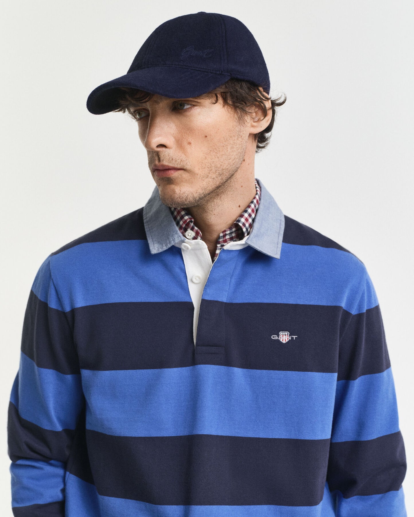 Polo à rayures lourd avec col en chambray