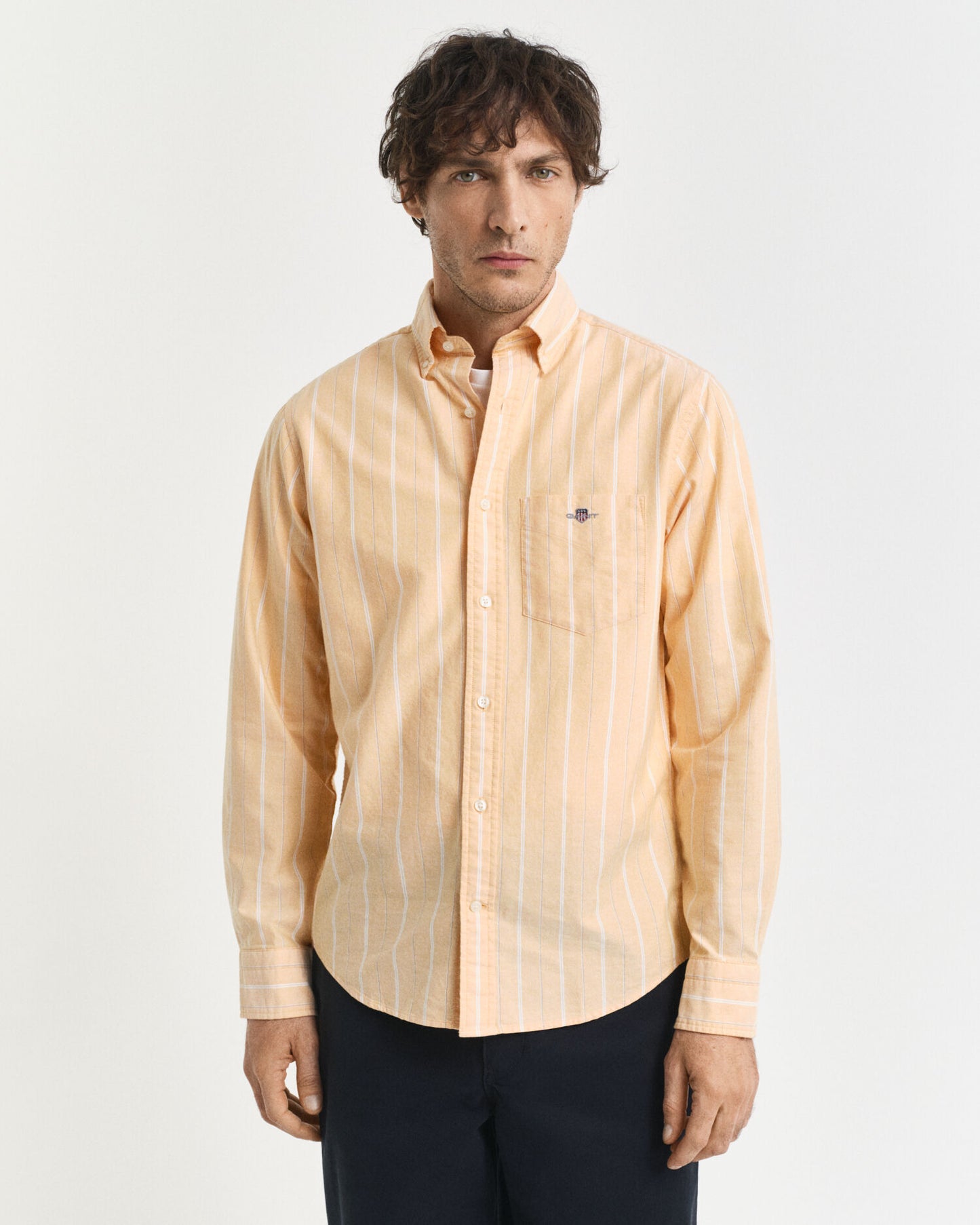 Chemise Oxford classique rayée coupe droite