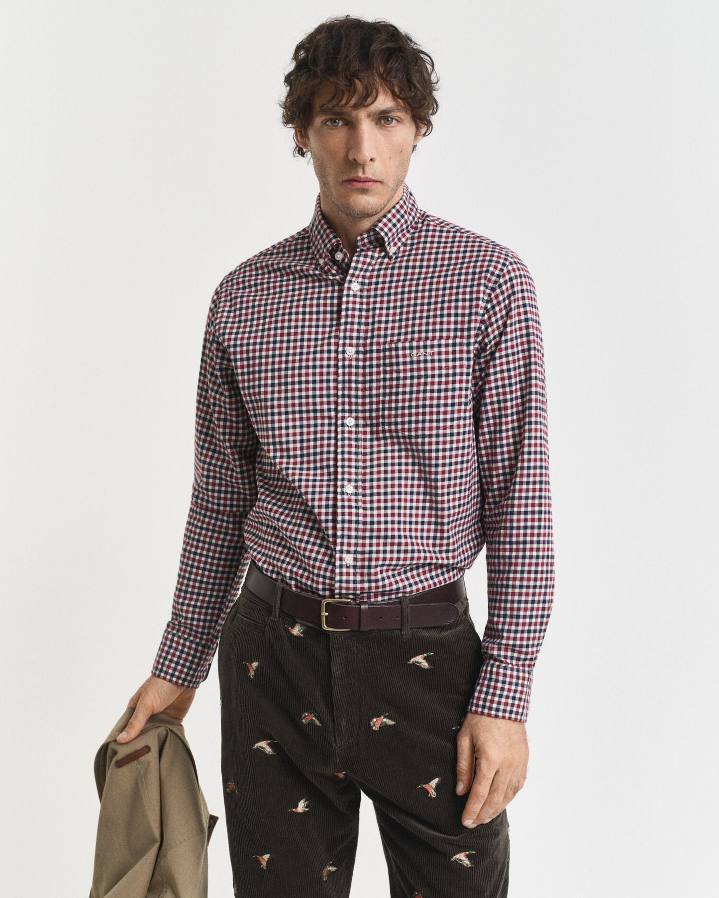 Chemise en sergé vichy coupe droite