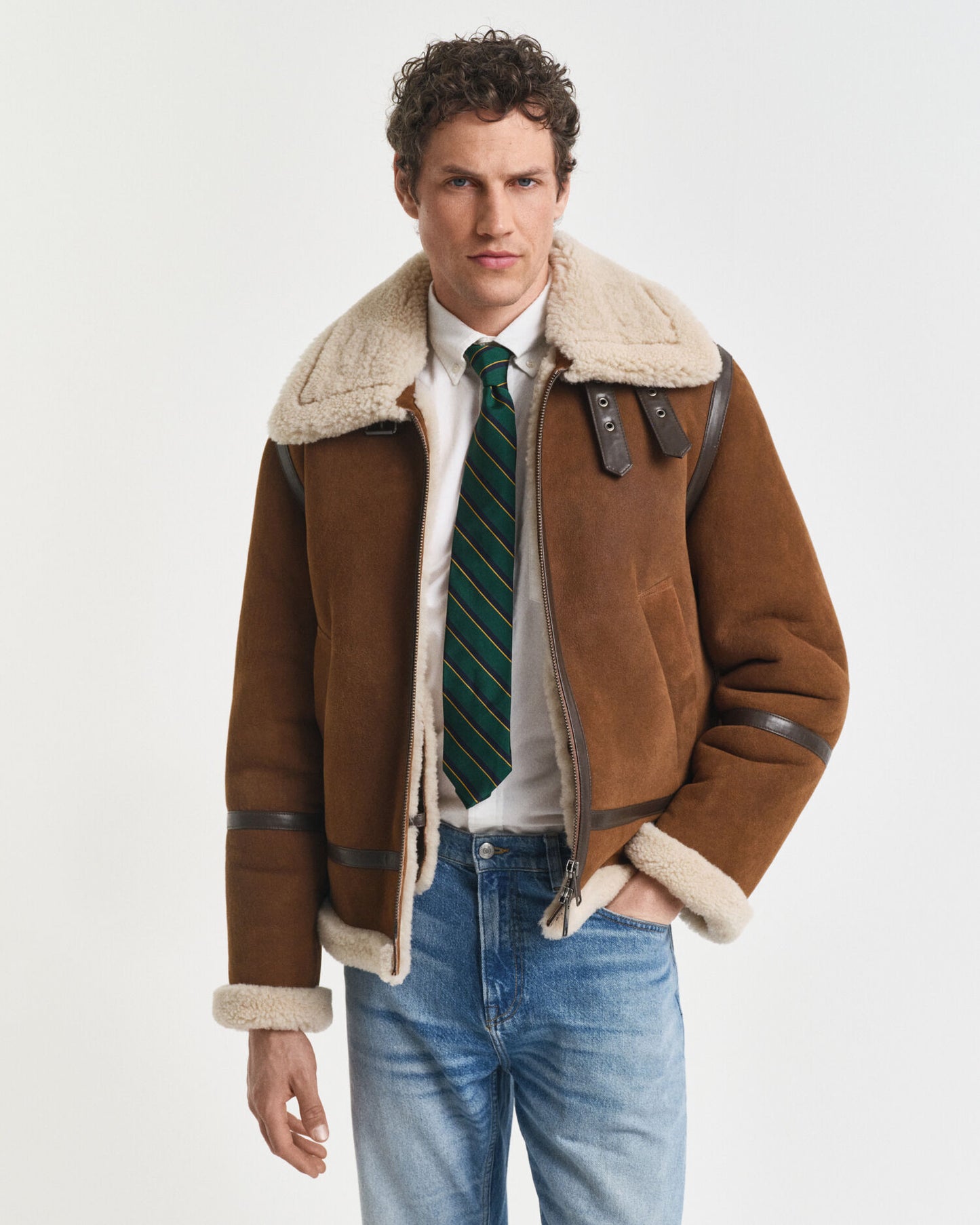 Blouson en peau lainée