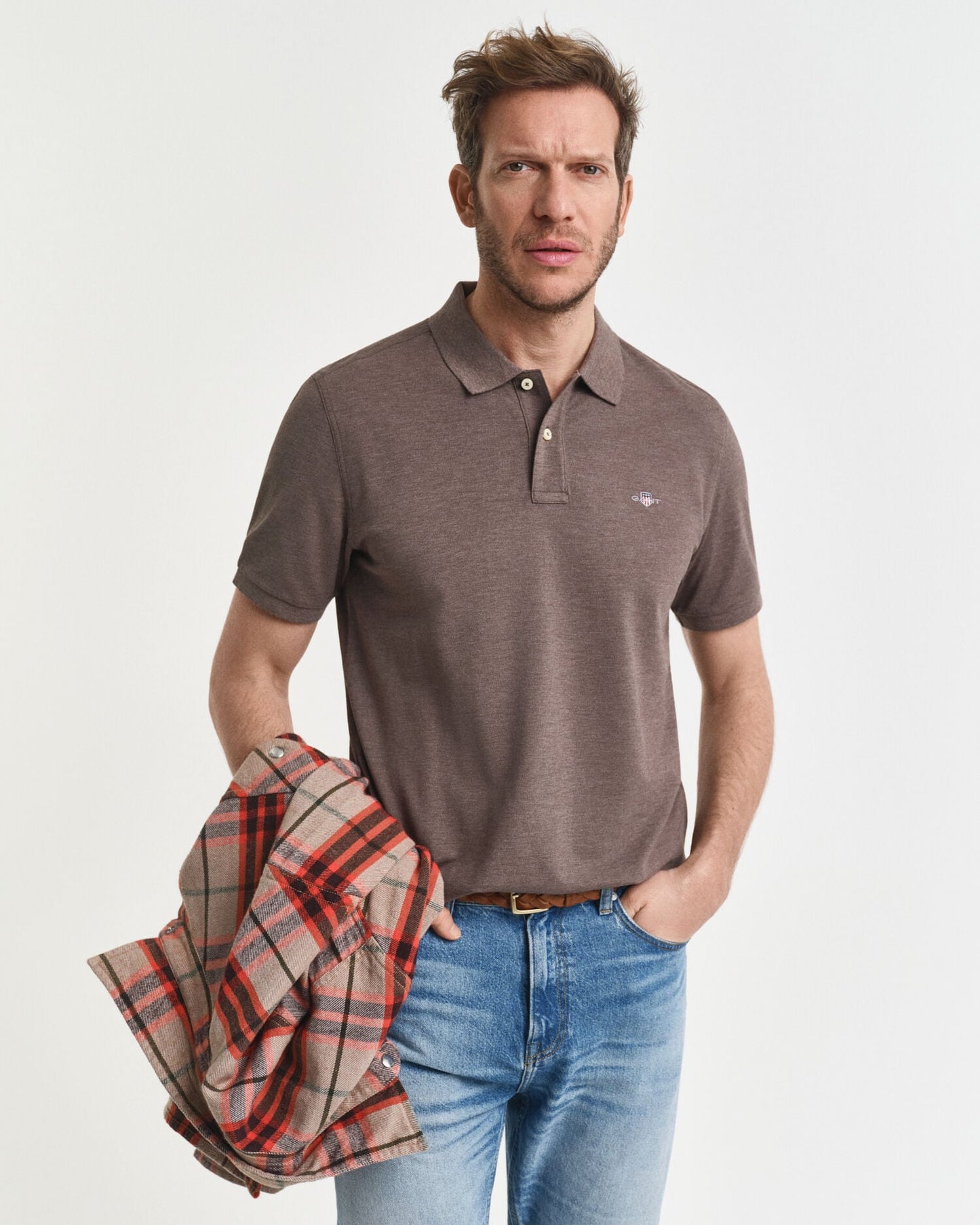 Regular Fit Schild-Polohemd aus Piqué