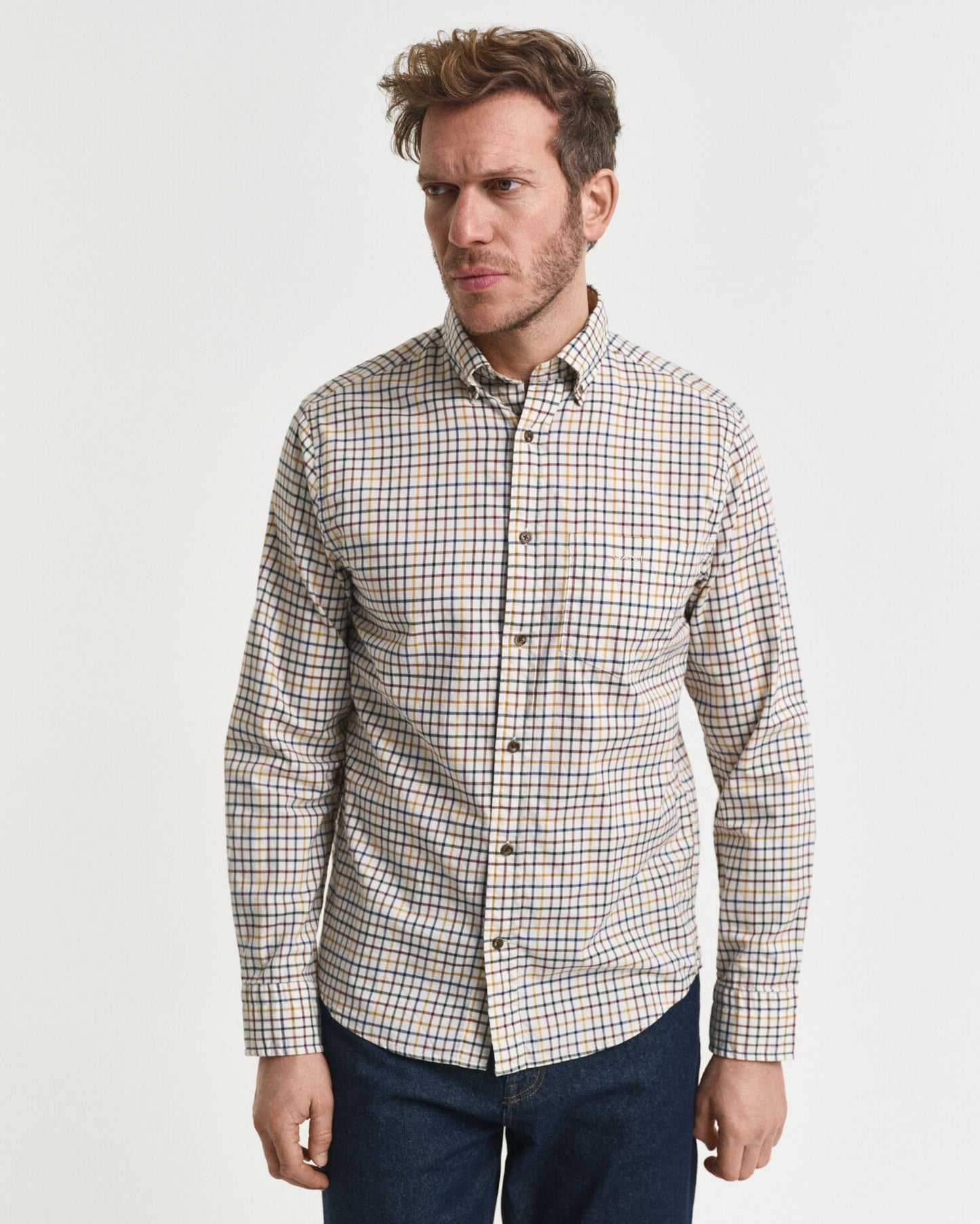 Regular Fit Hemd aus Twill mit Tattersall-Karo