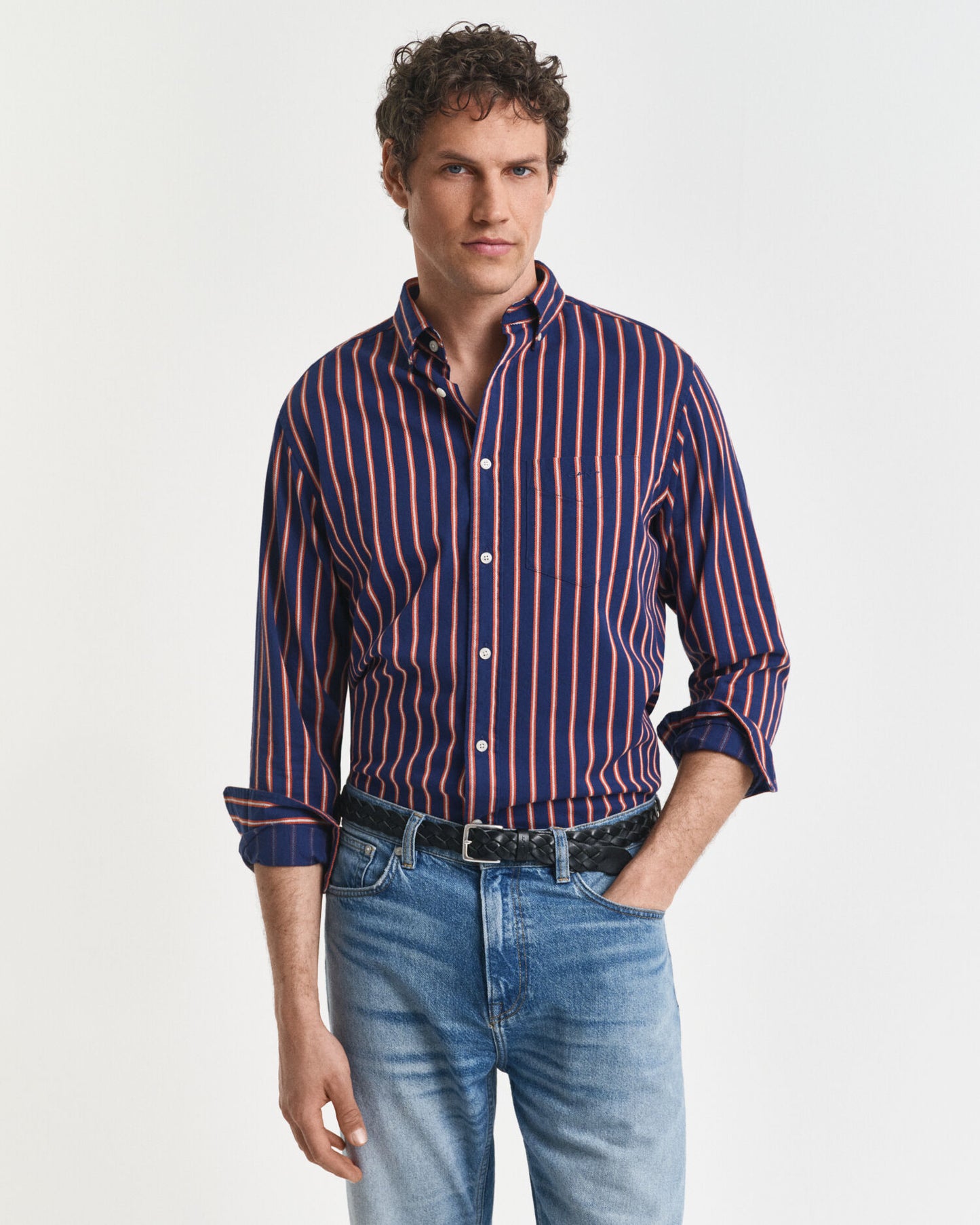Regular Fit Hemd aus Dobby-Twill mit Streifen