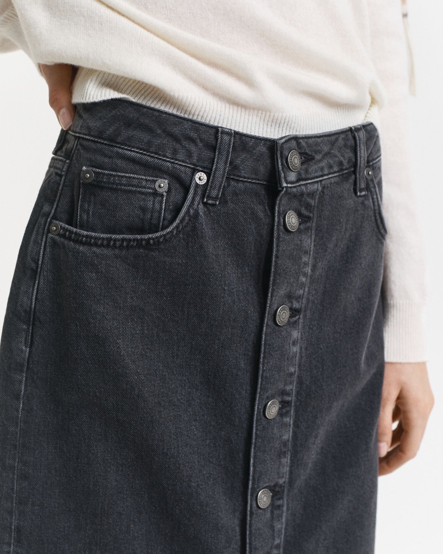 Jupe midi en jean boutonnée