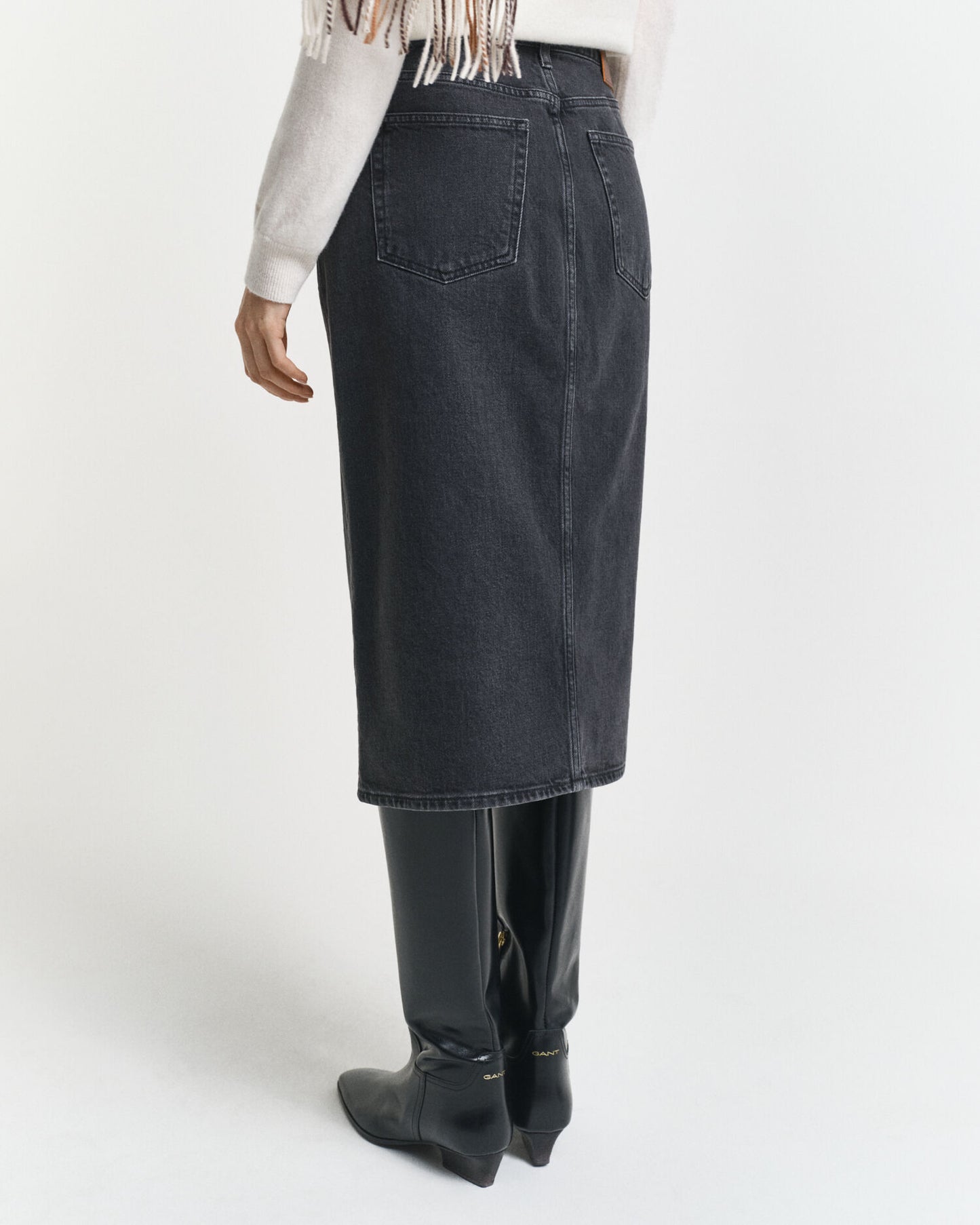 Jupe midi en jean boutonnée
