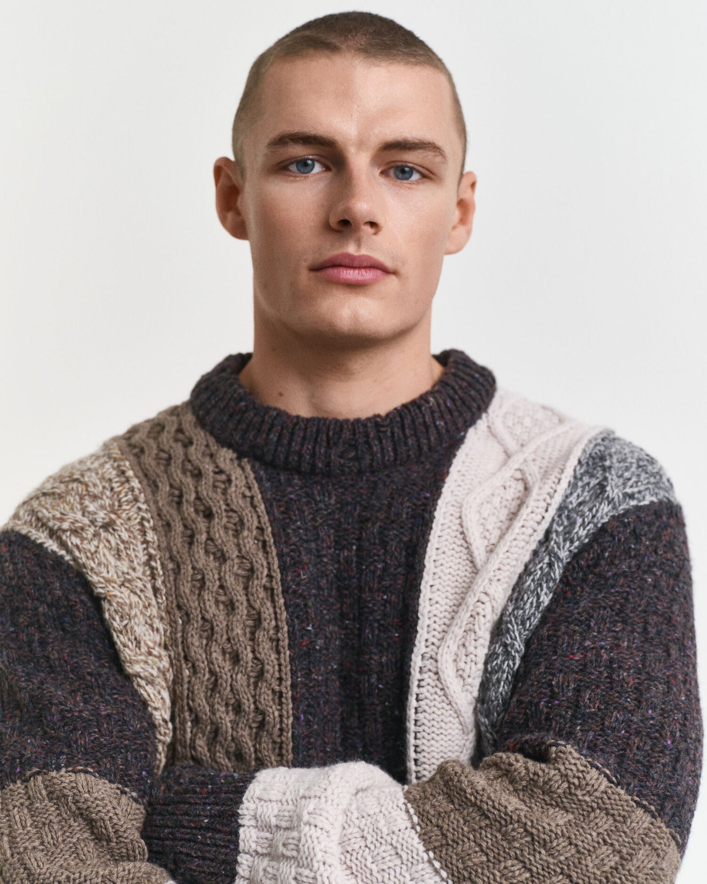 Pull à col rond en patchwork