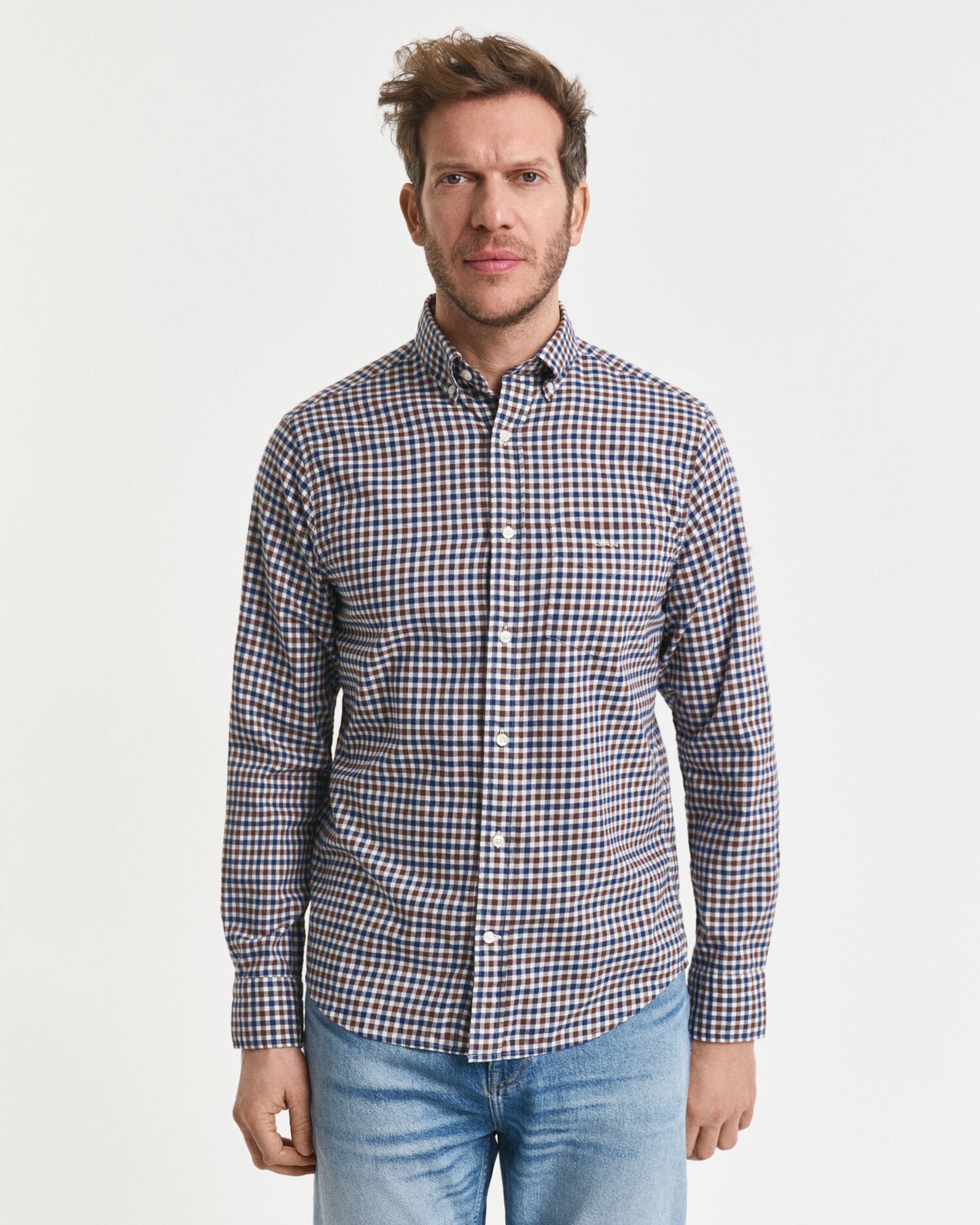 Chemise en twill de vichy coupe droite