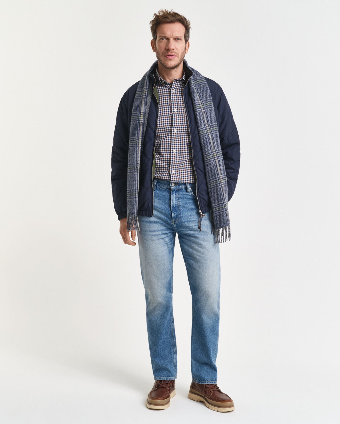 Chemise en twill de vichy coupe droite